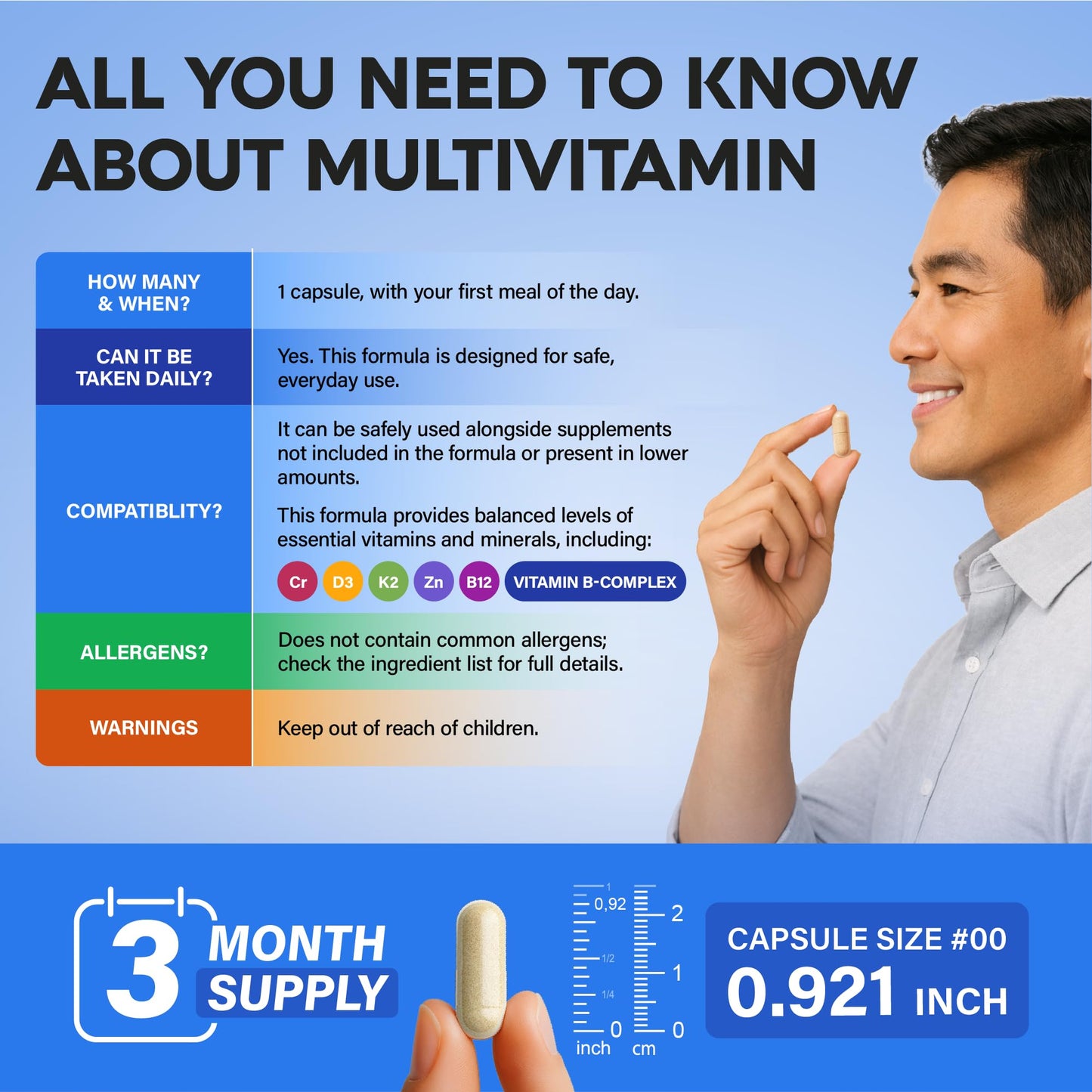 NUTRAHARMONY Multivitamin for Men - B-Complex Capsules, 90 Count