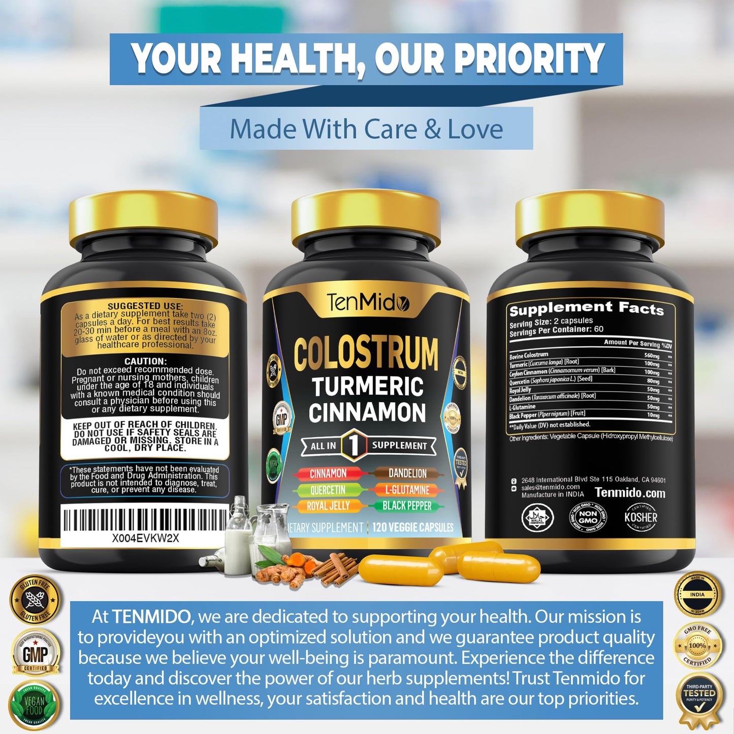 Tenmido Colostrum Supplement Capsule 120 Capsules