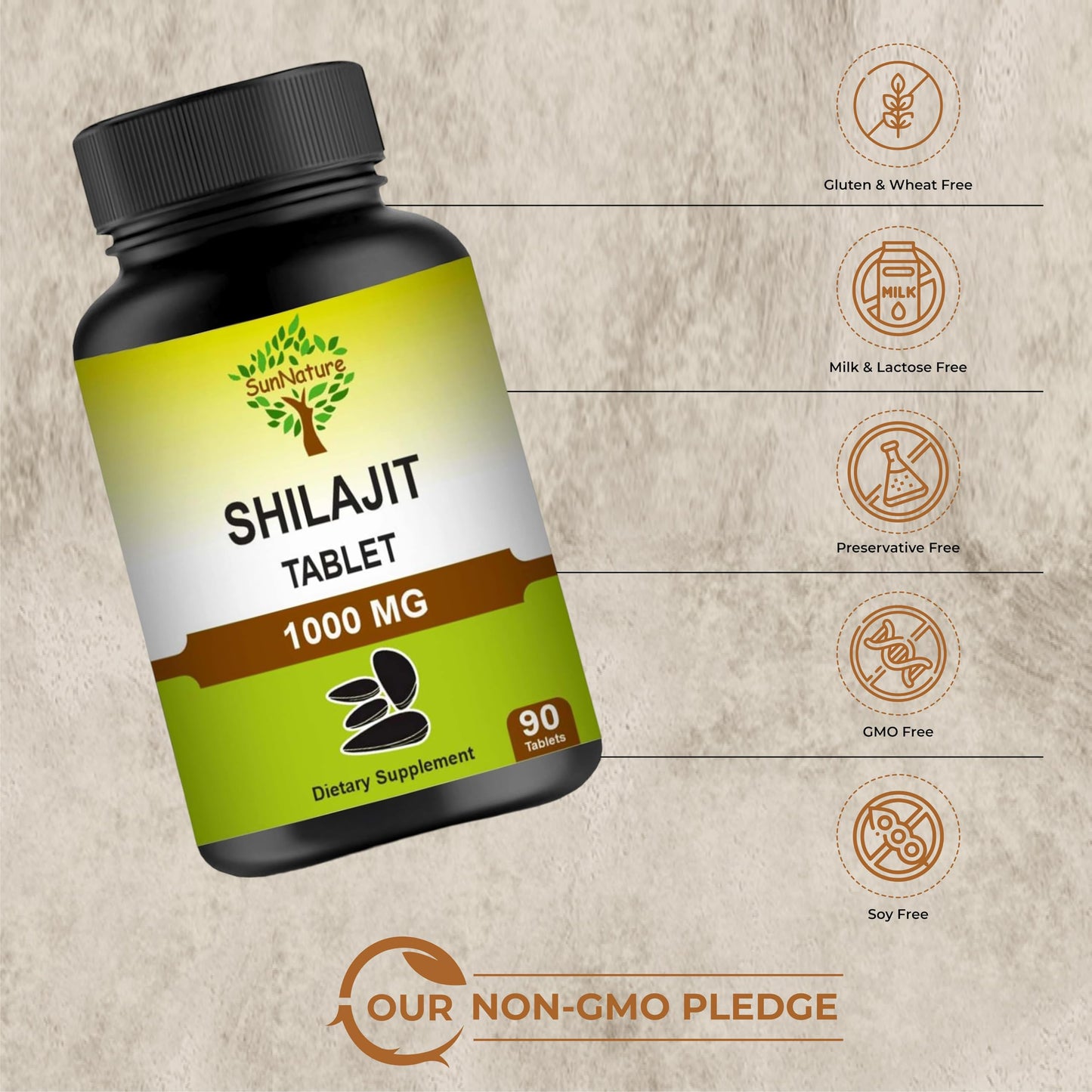 SunNature Shilajit 1000 mg Tablets, 90 Tablets