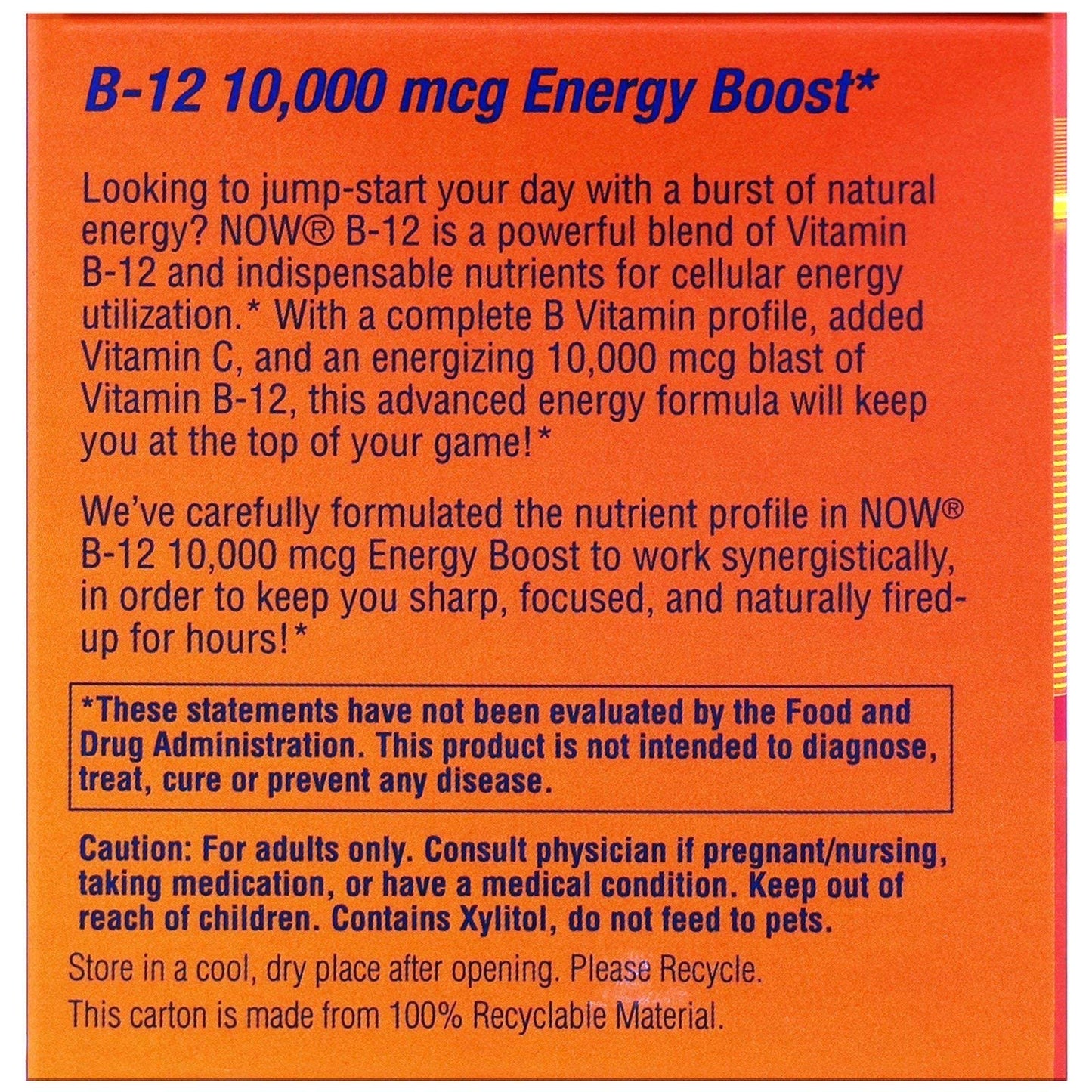 NOW Foods Vitamin B-12 10,000 mcg Capsule, 1 Count