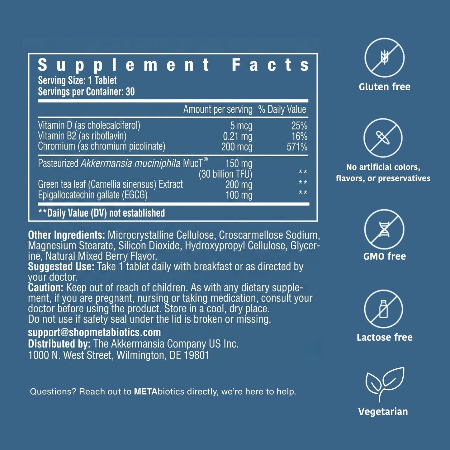 METAbiotics The Akkermansia Company Weight Manager Supplement, Akkermansia MucT, GLP-1, 1 Tablet