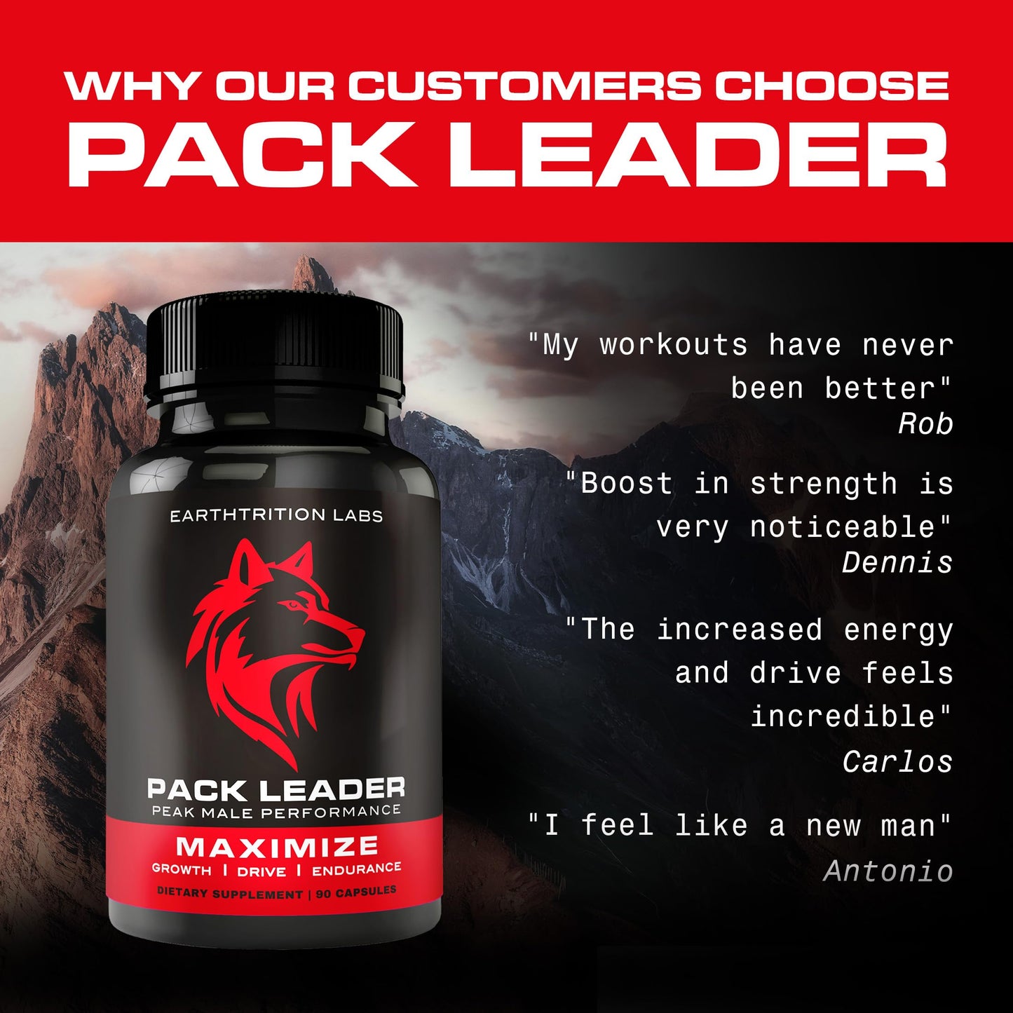 Earthtrition Labs Pack Leader Ultimate Male Performance and Enlargement Pills Capsules 90 Count