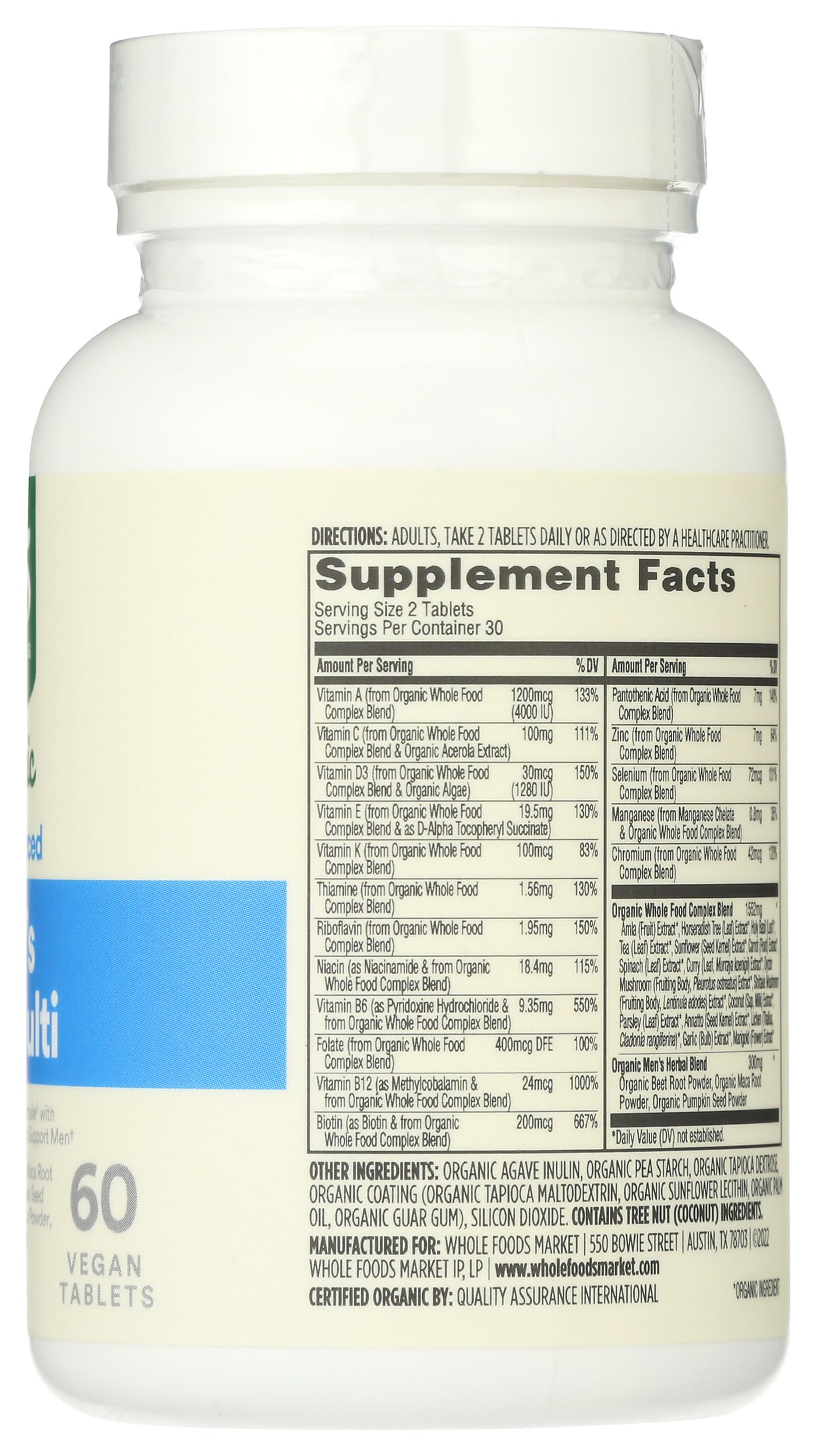 365 by Whole Foods Market Vitamin Multi Mens Food Cultured 40 Plus Tablets 60 Count