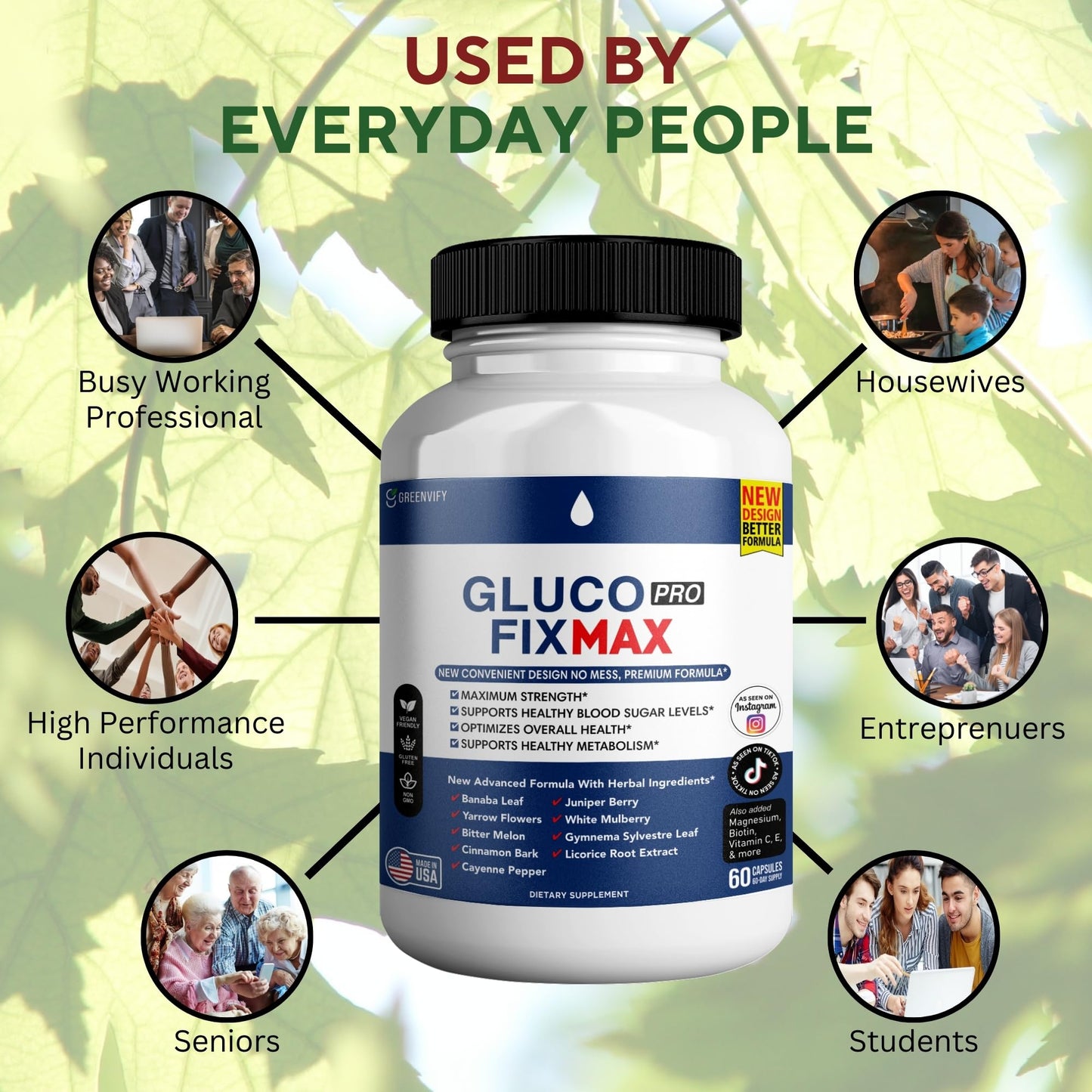 GREENVIFY Gluco Pro Fix Max All Natural Formula Capsule, 120 Capsules