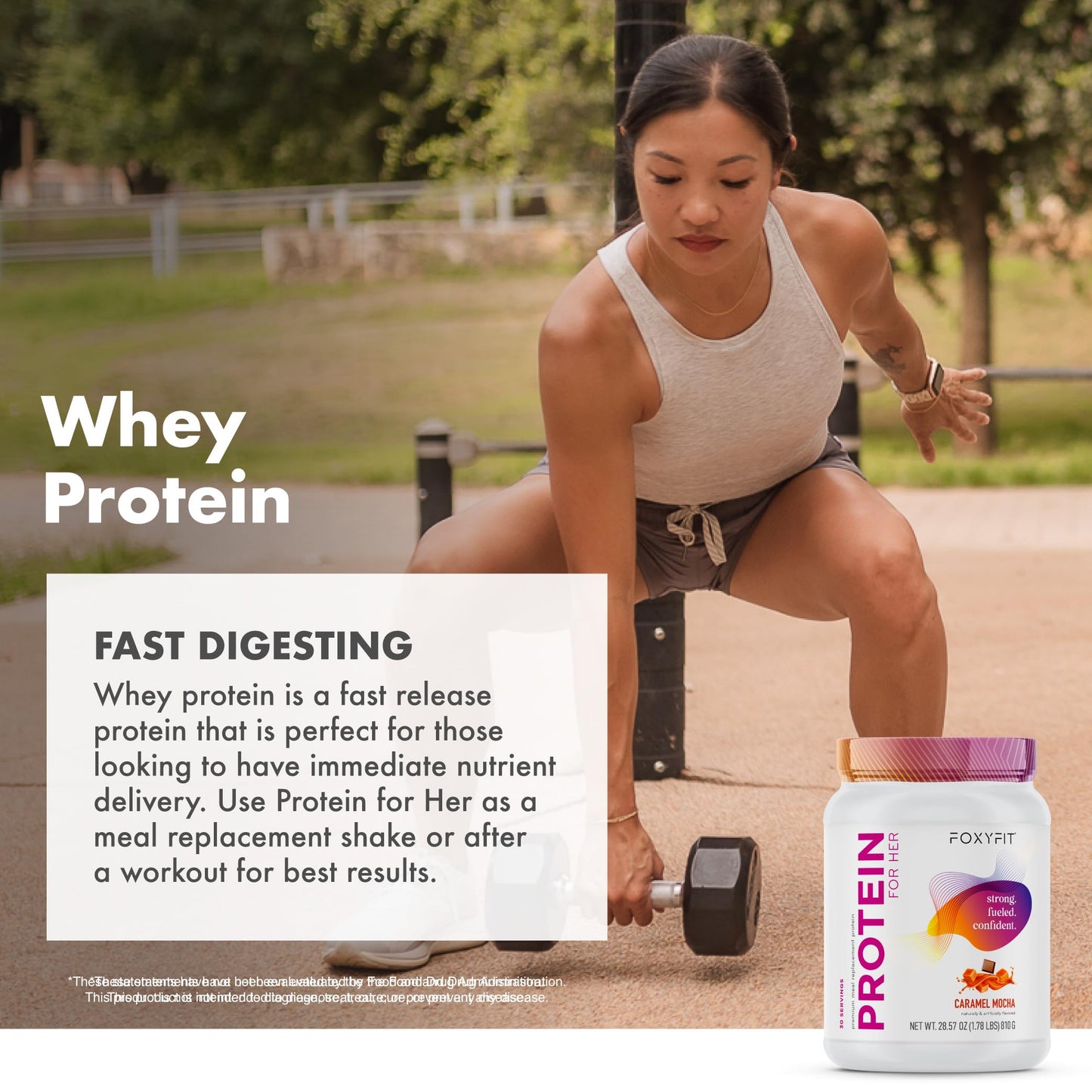 FoxyFit Protein for Her Vanilla Cupcake Whey Protein Powder with CLA and Biotin for a Healthy Glow, 29.6 Servings