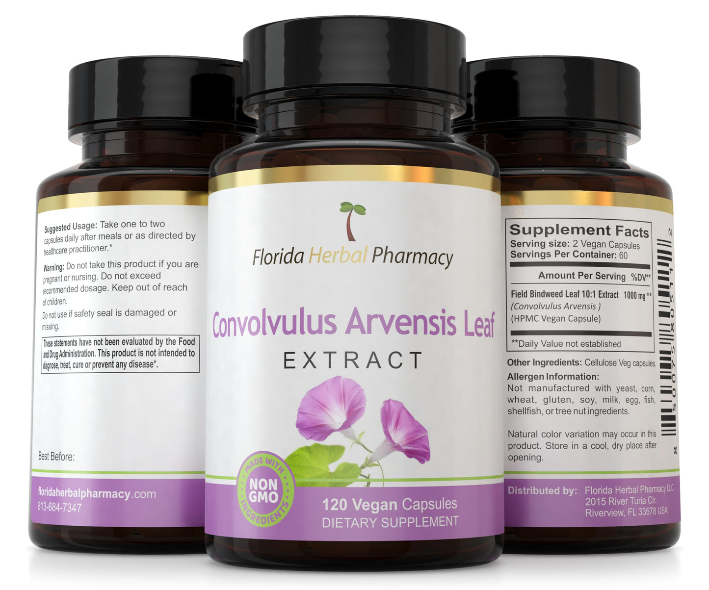 Florida Herbal Pharmacy Convolvulus Arvensis Leaf Extract 120 Capsules