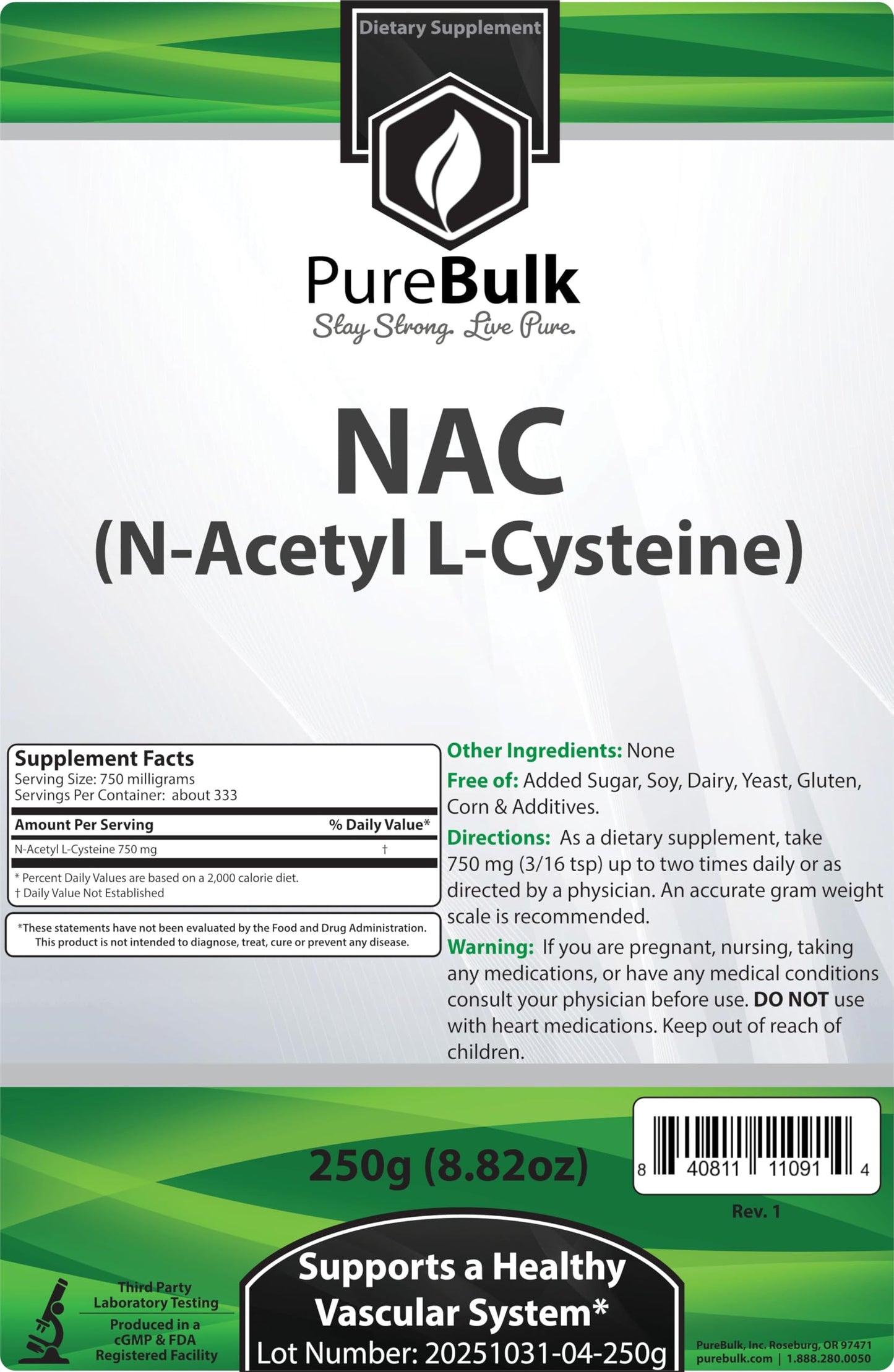 PureBulk N-Acetyl L-Cysteine (NAC) Powder 8.82 Ounce
