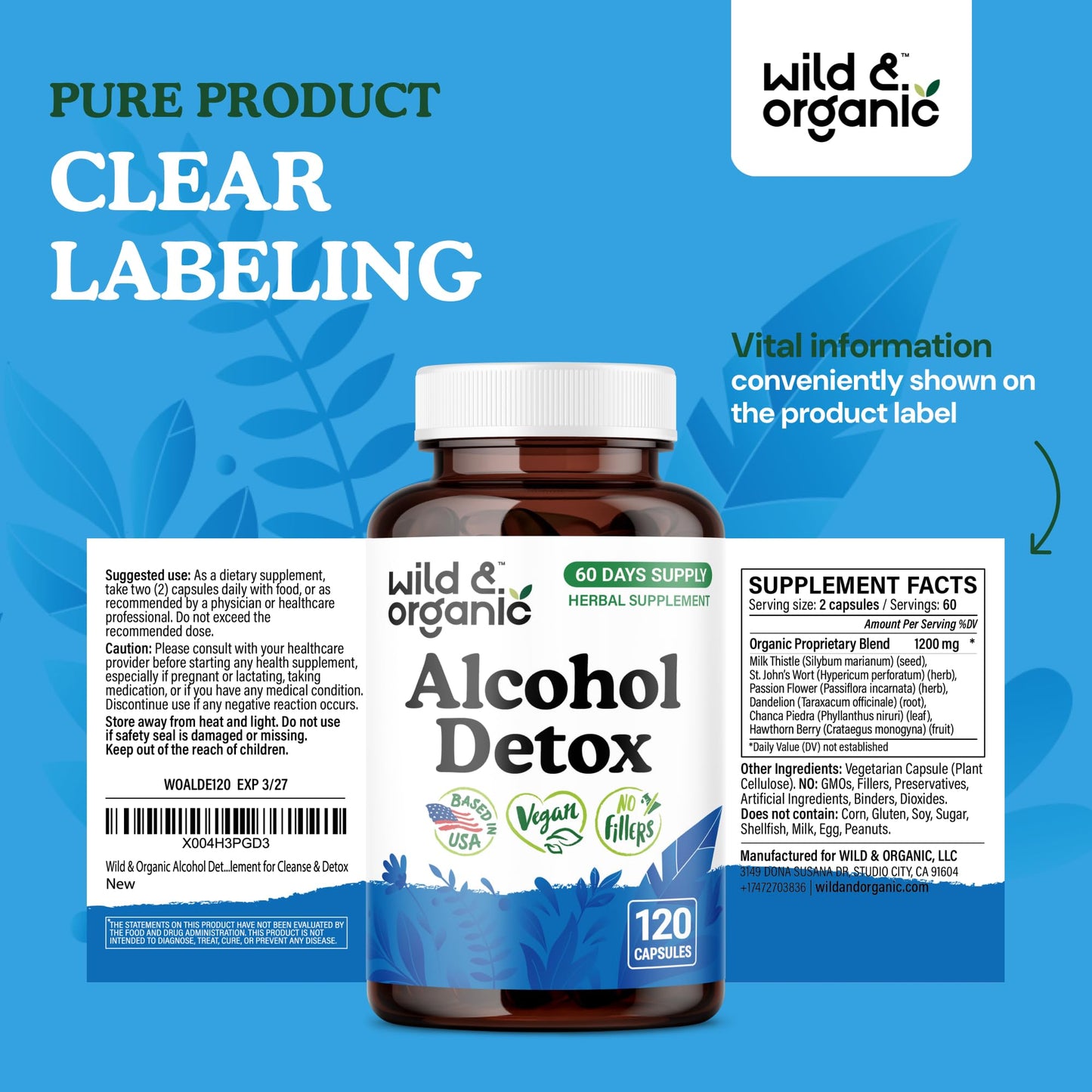 Wild & Organic Alcohol Detox 120 Capsules