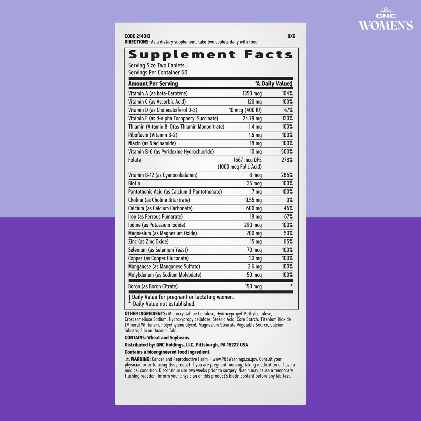 GNC Women's Prenatal Multivitamin Formula with Iron Caplets 120