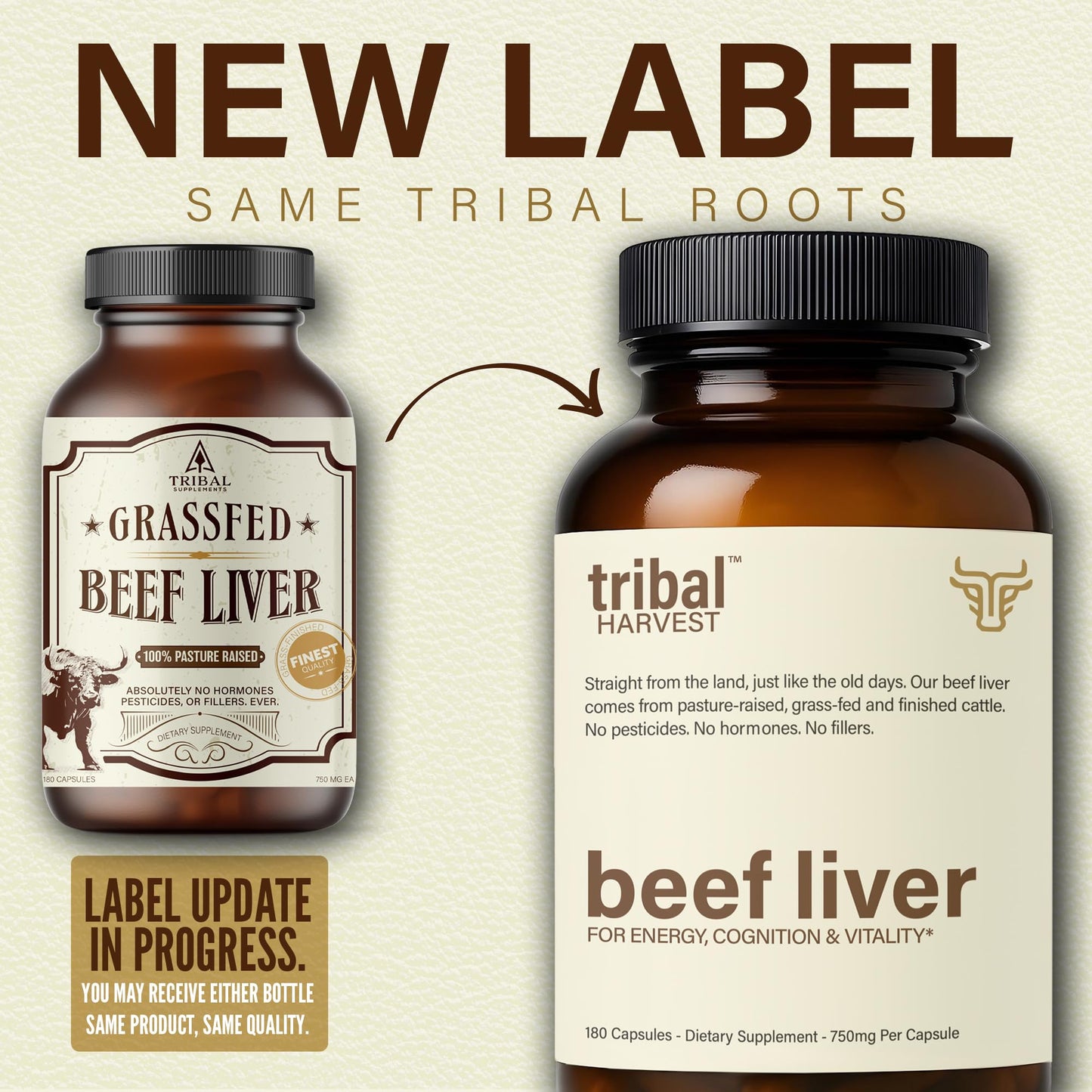 Tribal Harvest Grass Fed Beef Liver Capsules, 180 Capsules