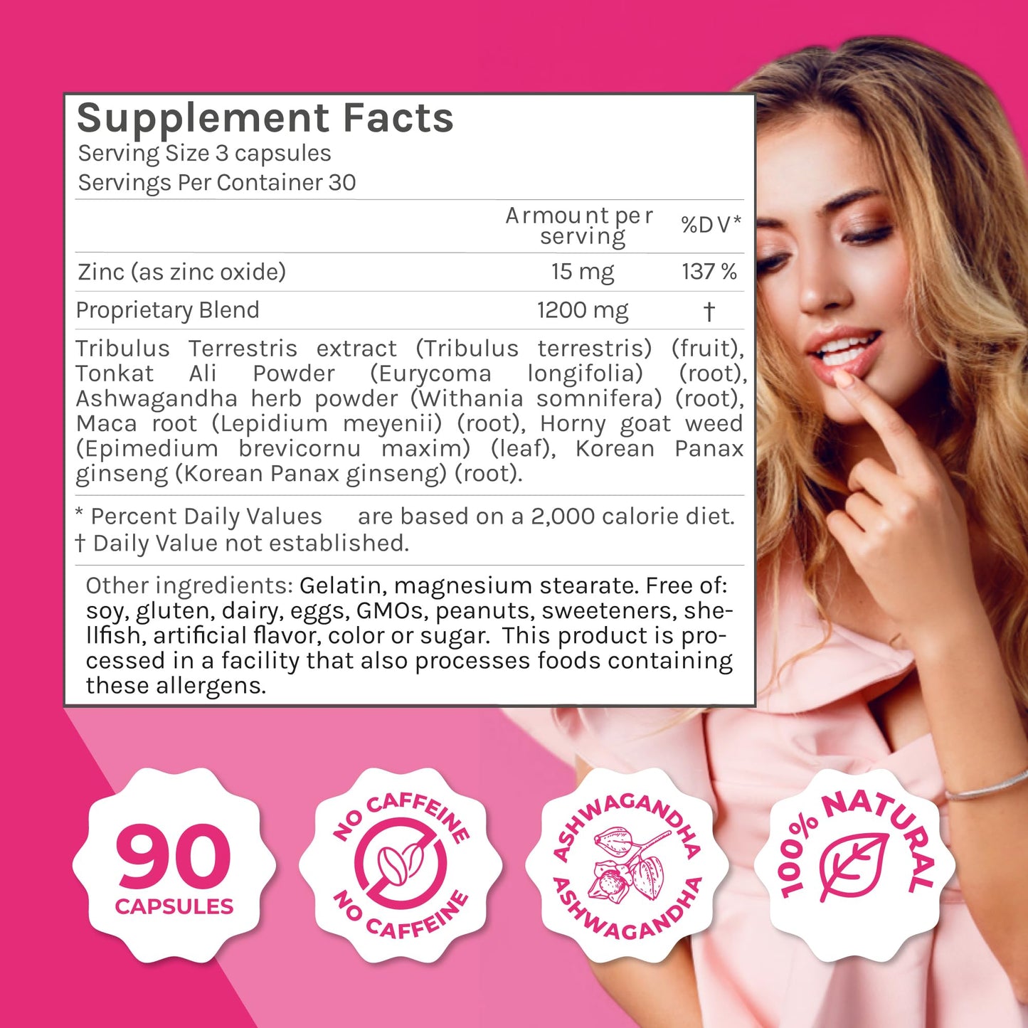 ZENZSUAL Libizenzs Plant-Based Energy Support Supplement for Women – Caffeine-Free with Maca Root, Ashwagandha & Ginseng – Supports Daily Stamina, Focus & Well-Being – 90 Vegan Capsules