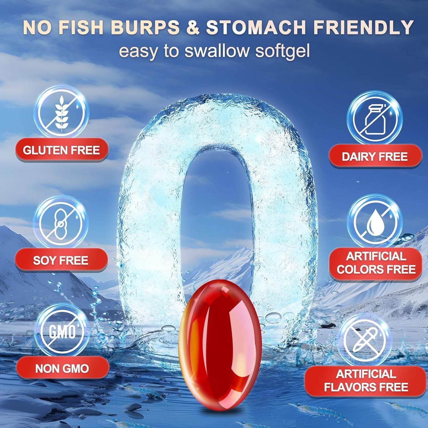 ZEBORA Krill Oil 1200 mg Omega-3 Supplement Softgels 120 Count