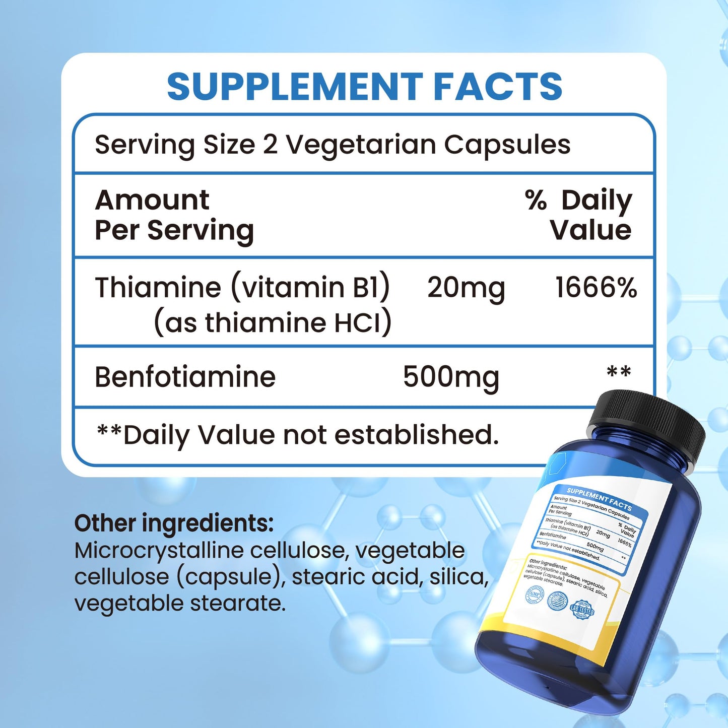 Nutriselect Vitamin B1 Benfotiamine, 500mg per Serving, 120 Capsules