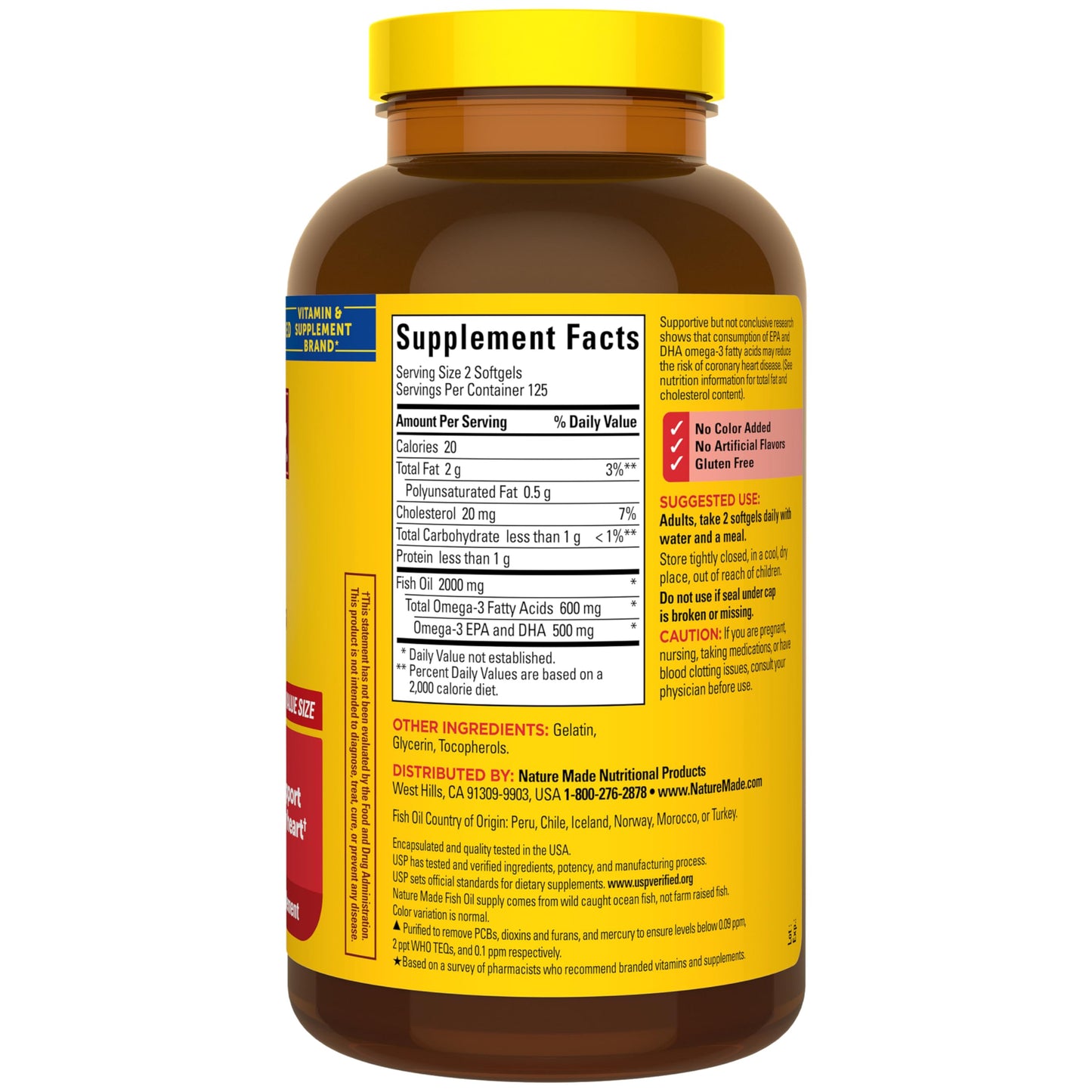 Nature Made Fish Oil Omega 3 Supplements 250 Softgels
