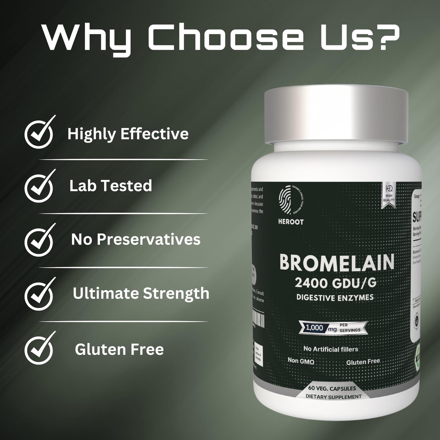 Heroot Bromelain 500mg Capsule, 120 Capsules