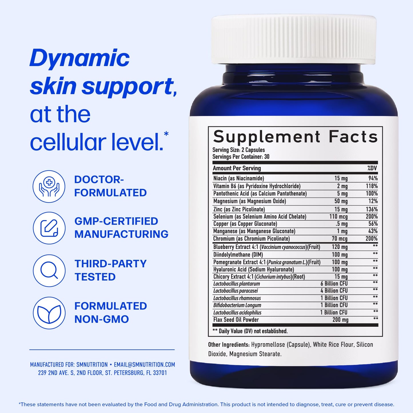 SMNutrition Clear Skin Supplement Acne Support 60 Capsules