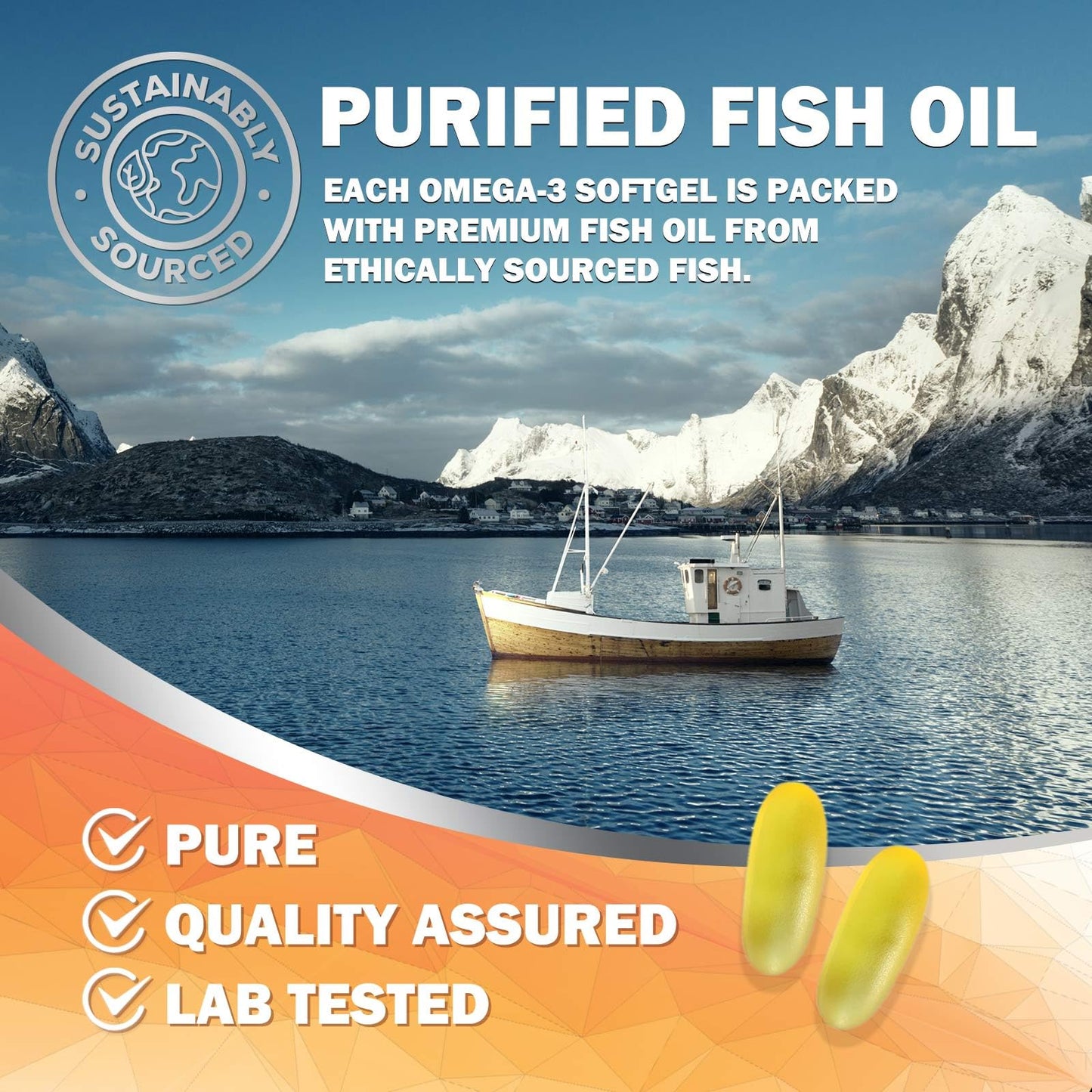 Nature's Nutrition Omega-3 Fish Oil Softgels 180 Count