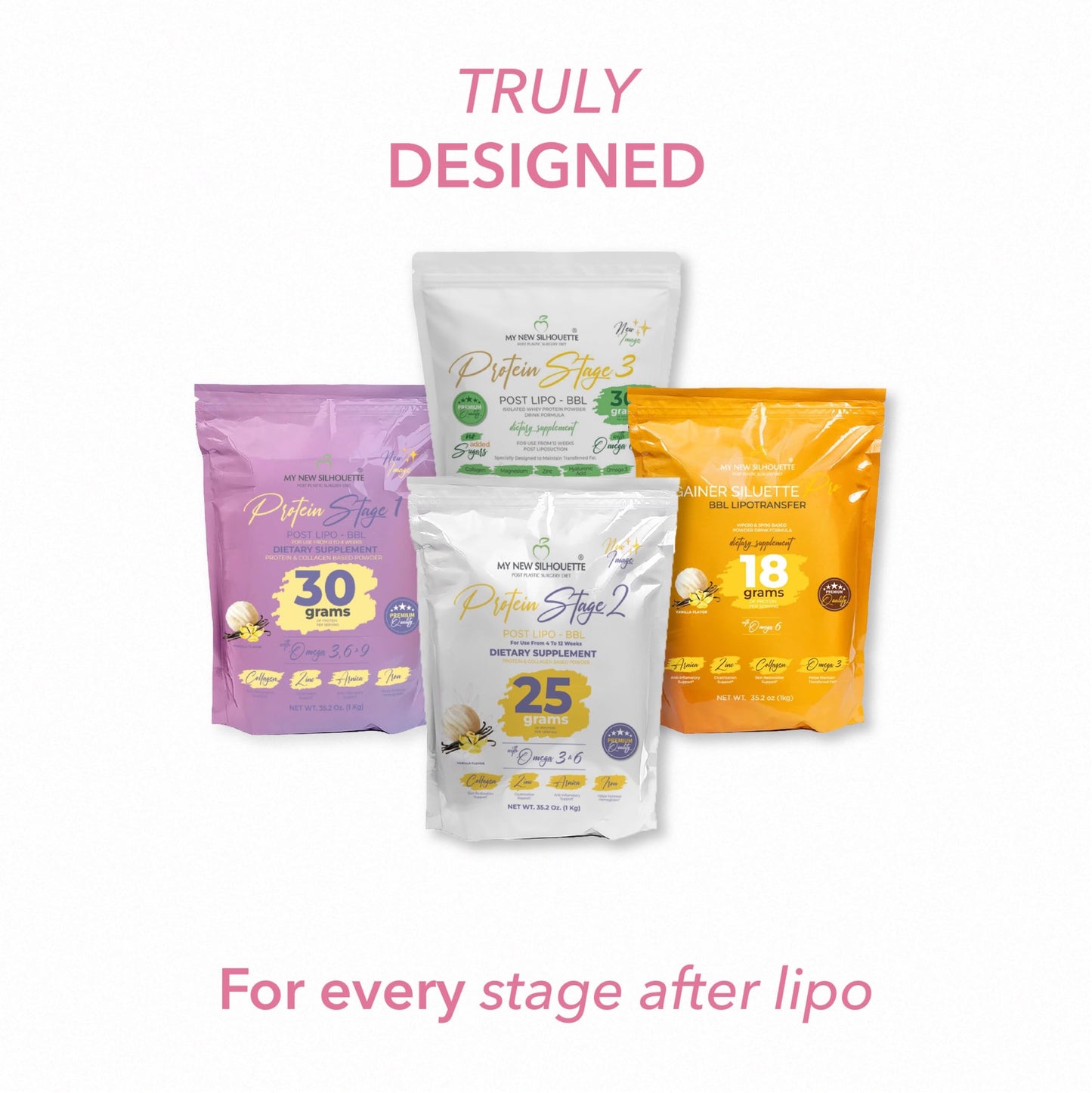 MI NUEVA SILUETA My New Silhouette Stage 1 Isolated Medical-Grade Whey Protein Powder with Omega 3, 6, and 9, 30 g per Serving, Strawberry, 2.2 lb