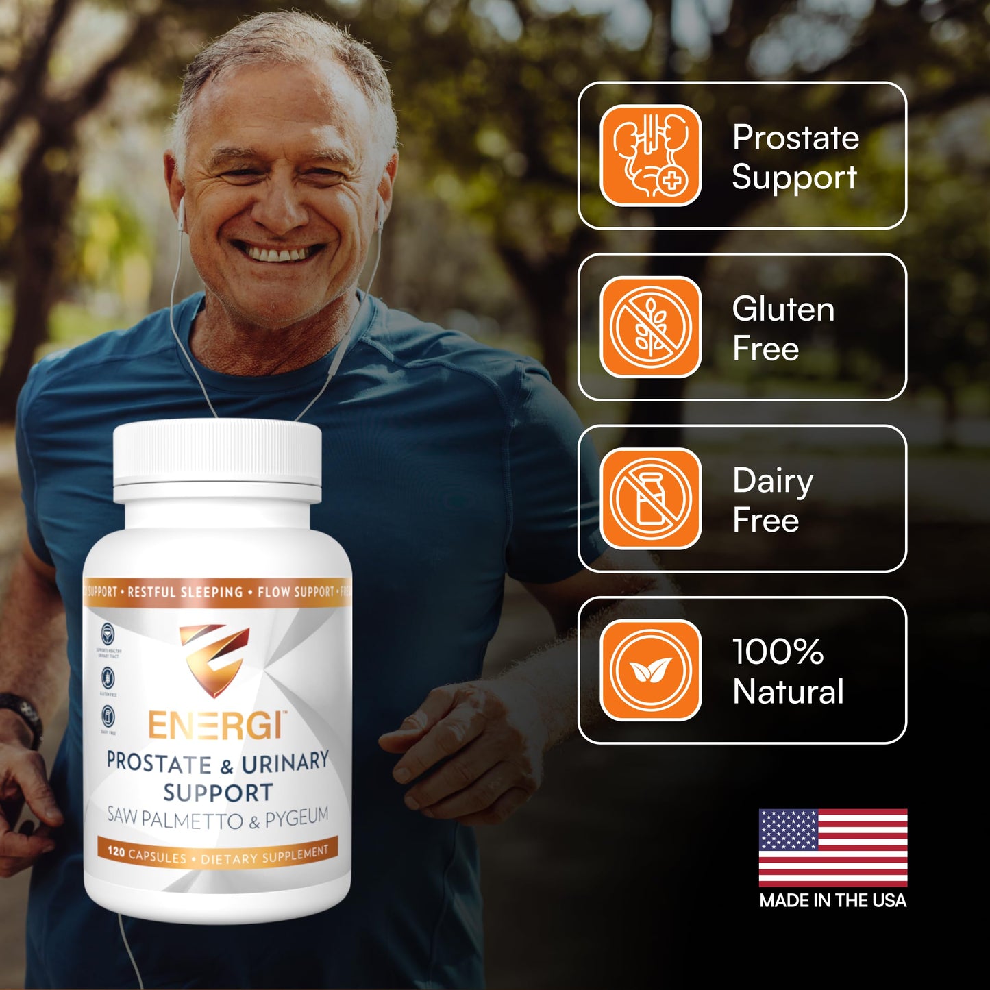 ENERGI NUT Prostate Support Supplement with Saw Palmetto Capsules, 120 Capsules