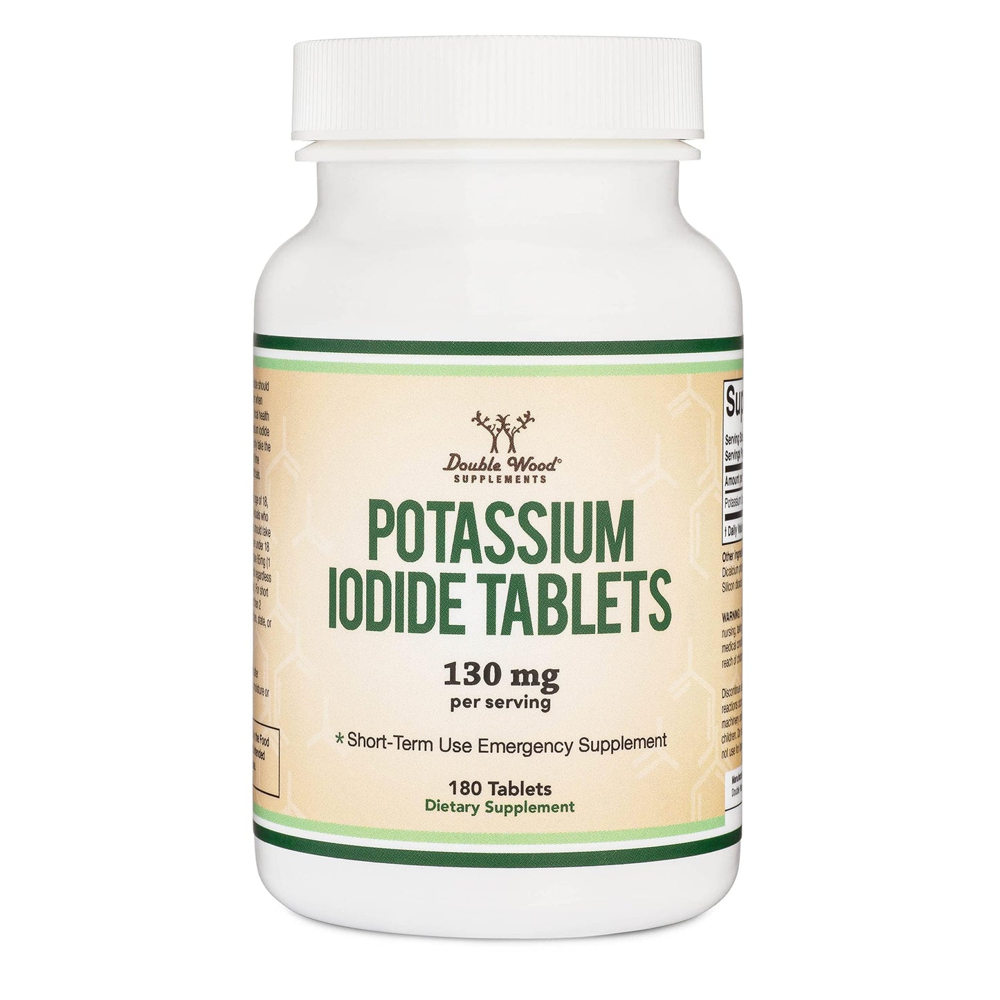 Double Wood Supplements Potassium Iodide 130mg Tablet, 180 Count