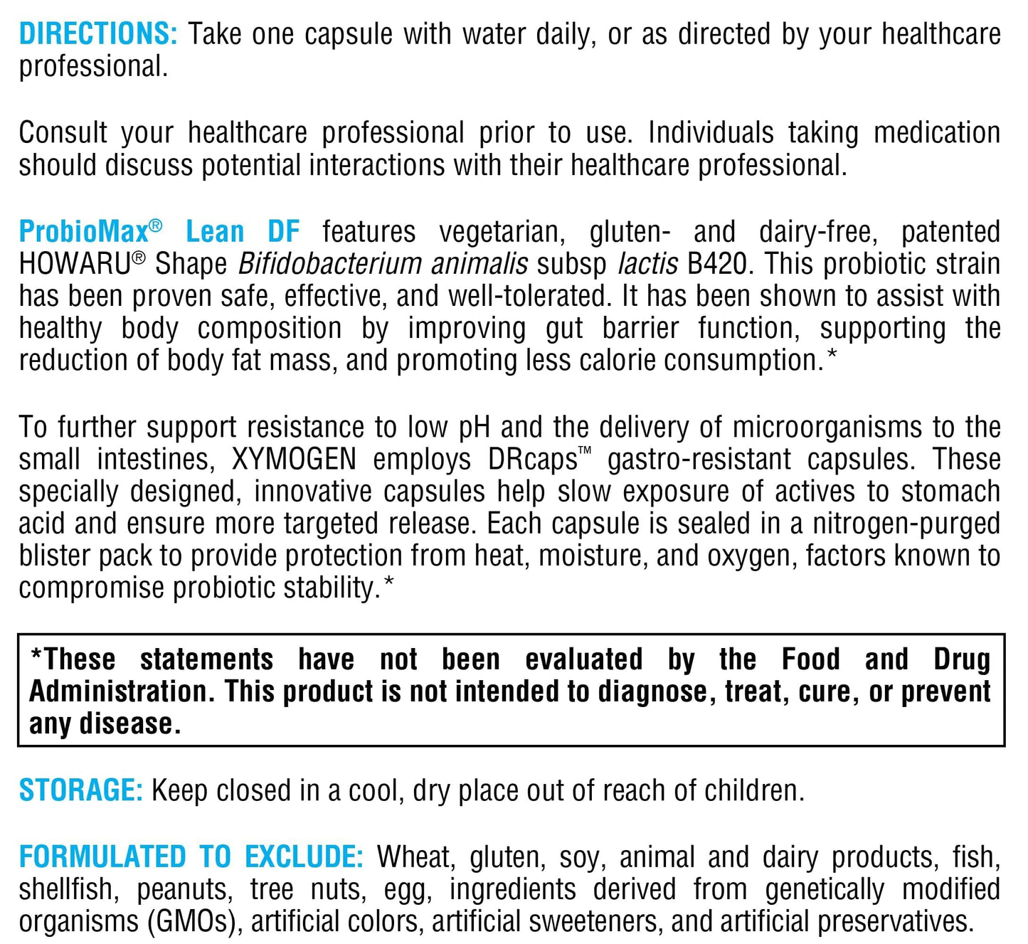 XYMOGEN ProbioMax Lean - Probiotic Supplement to Support Gut Barrier Function* - Bifidobacterium animalis subsp lactis B420 - Vegetarian, Non-GMO & Gluten-Free - 30 Capsules