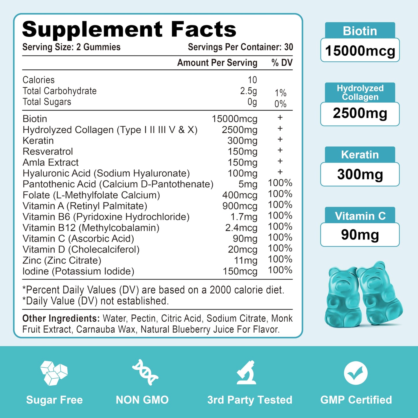 Vazatisi Biotin with Collagen Gummies 60 Count