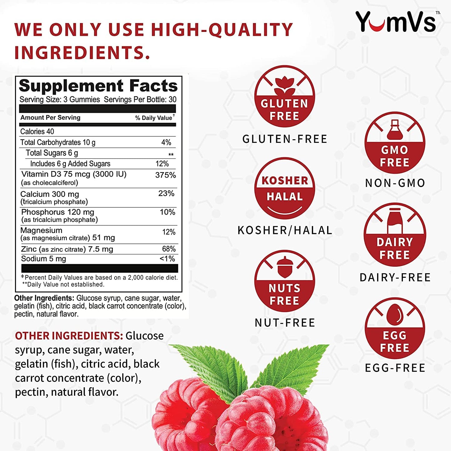 YUM-V'S Calcium, Magnesium, Zinc and Vitamin D Gummies (180 Count)