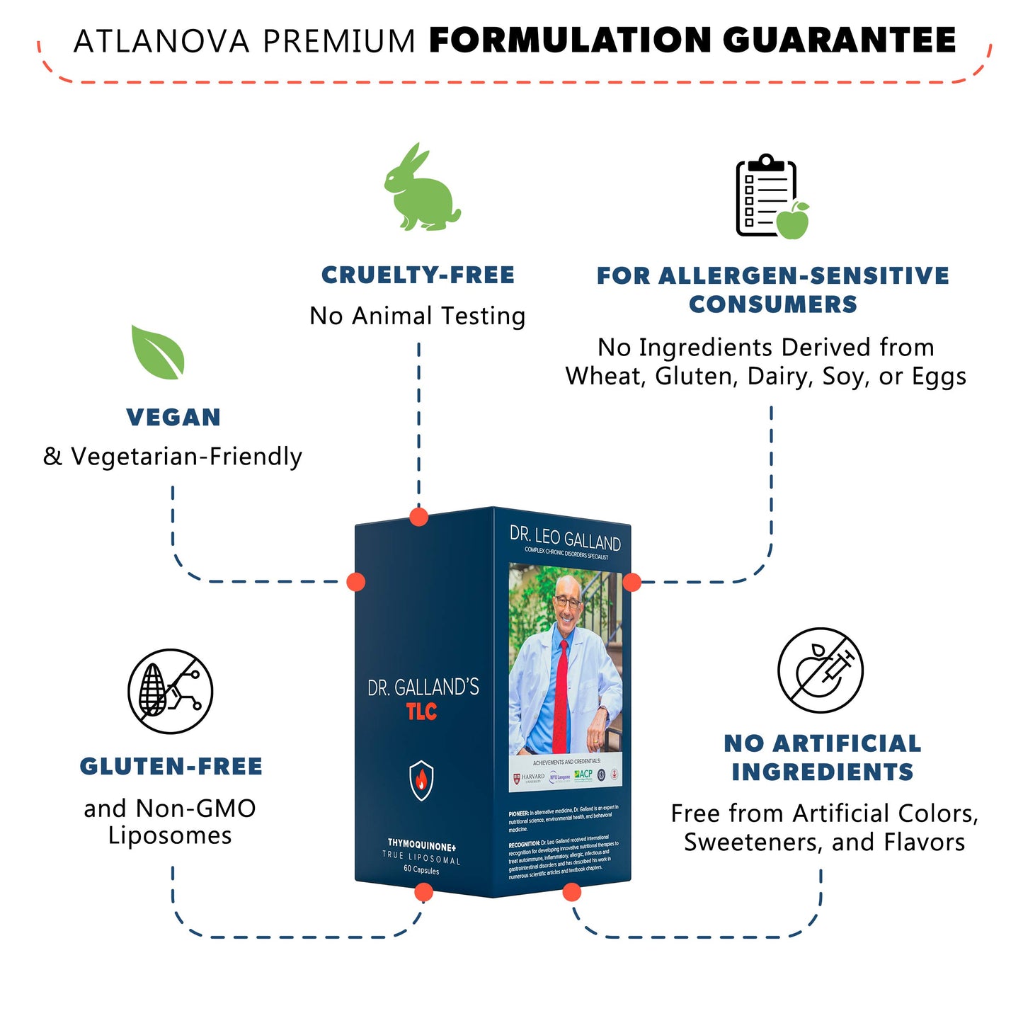 ATLANOVA Dr. Galland’s TLC - True Liposomal Supplement, Turmeric Curcumin Supplement - Luteolin, Black Cumin Seed & 5% Thymoquinone, High Absorption Formula, Vegan - 60 Capsules