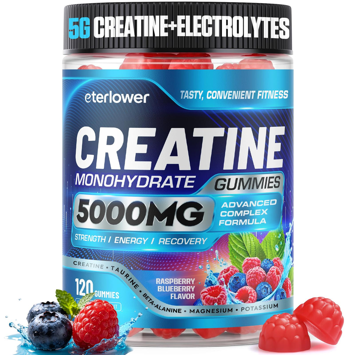 eterlower Creatine Gummies, 8-in-1 Complex with Taurine & Electrolytes