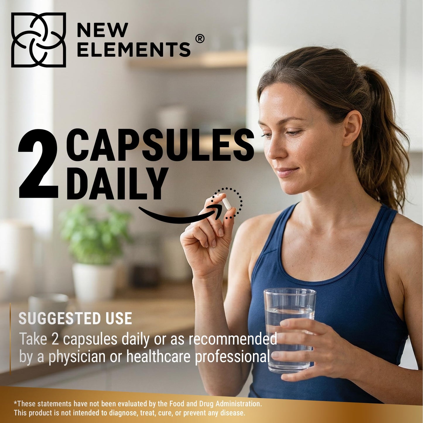 New Elements Magnesium Glycinate 1500mg with Vitamin D3 K2 10,000 IU, 60 Vegan Capsules
