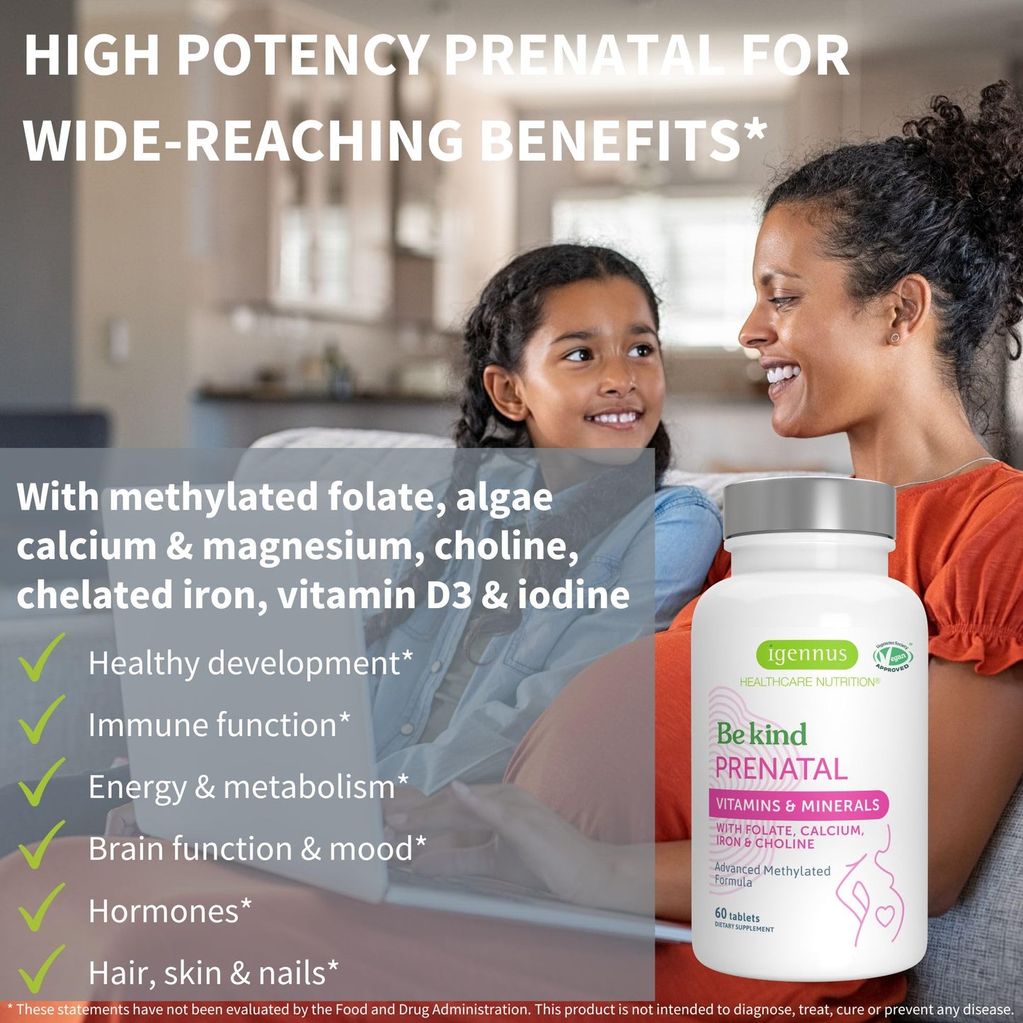 Igennus Healthcare Nutrition High Absorption Methylated Prenatal + Advanced Kids Multivitamin Gummies Bundle, 60 Tablets + 90 Gummies, 150 Count