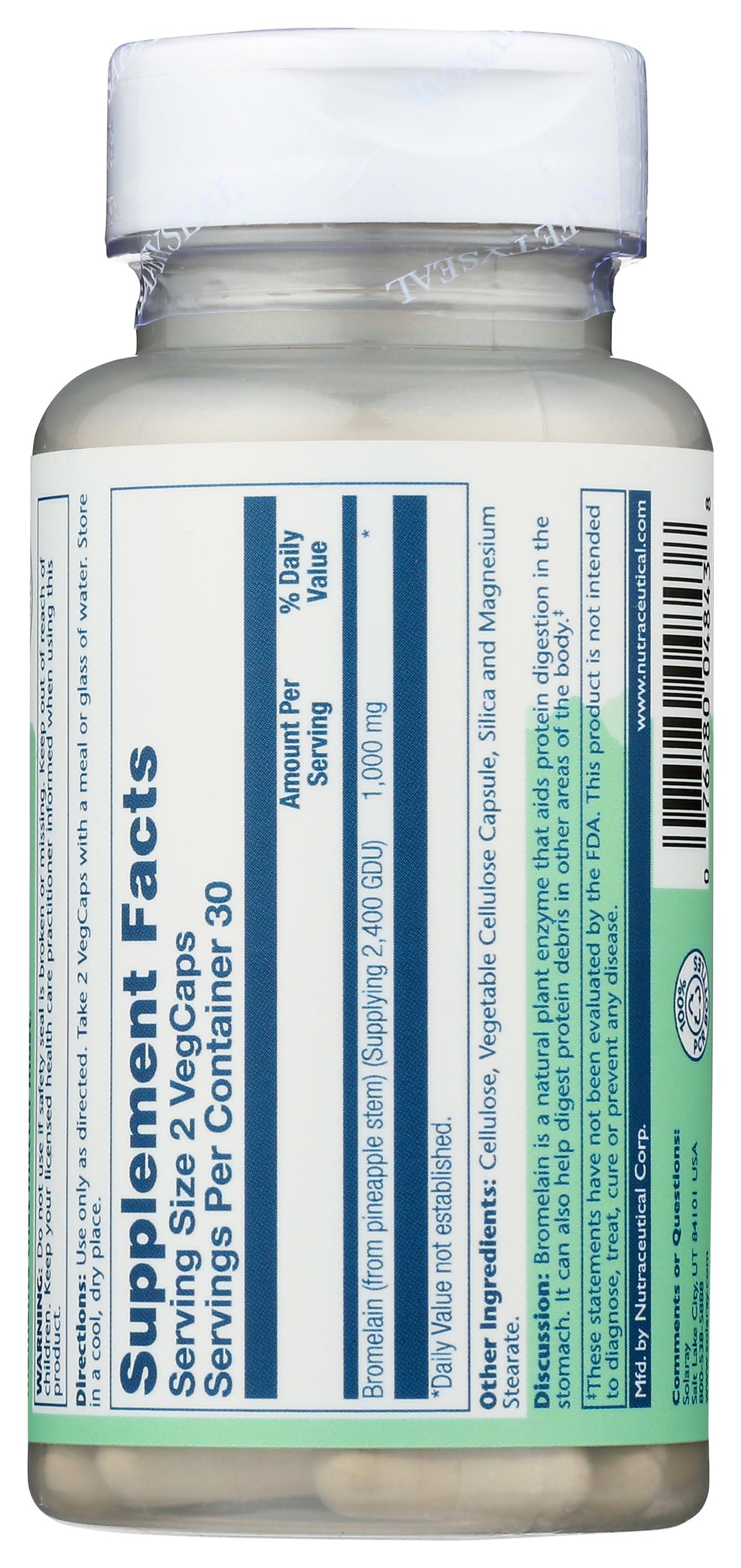 SOLARAY Bromelain Supplement 1000mg VegCap 60