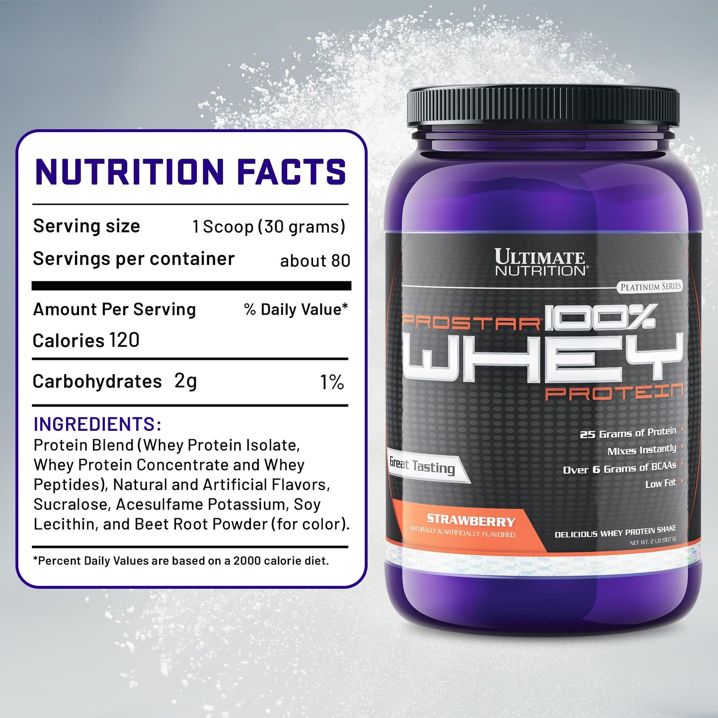 Ultimate Nutrition Prostar Whey Protein Isolate Powder, Strawberry, 32 Servings