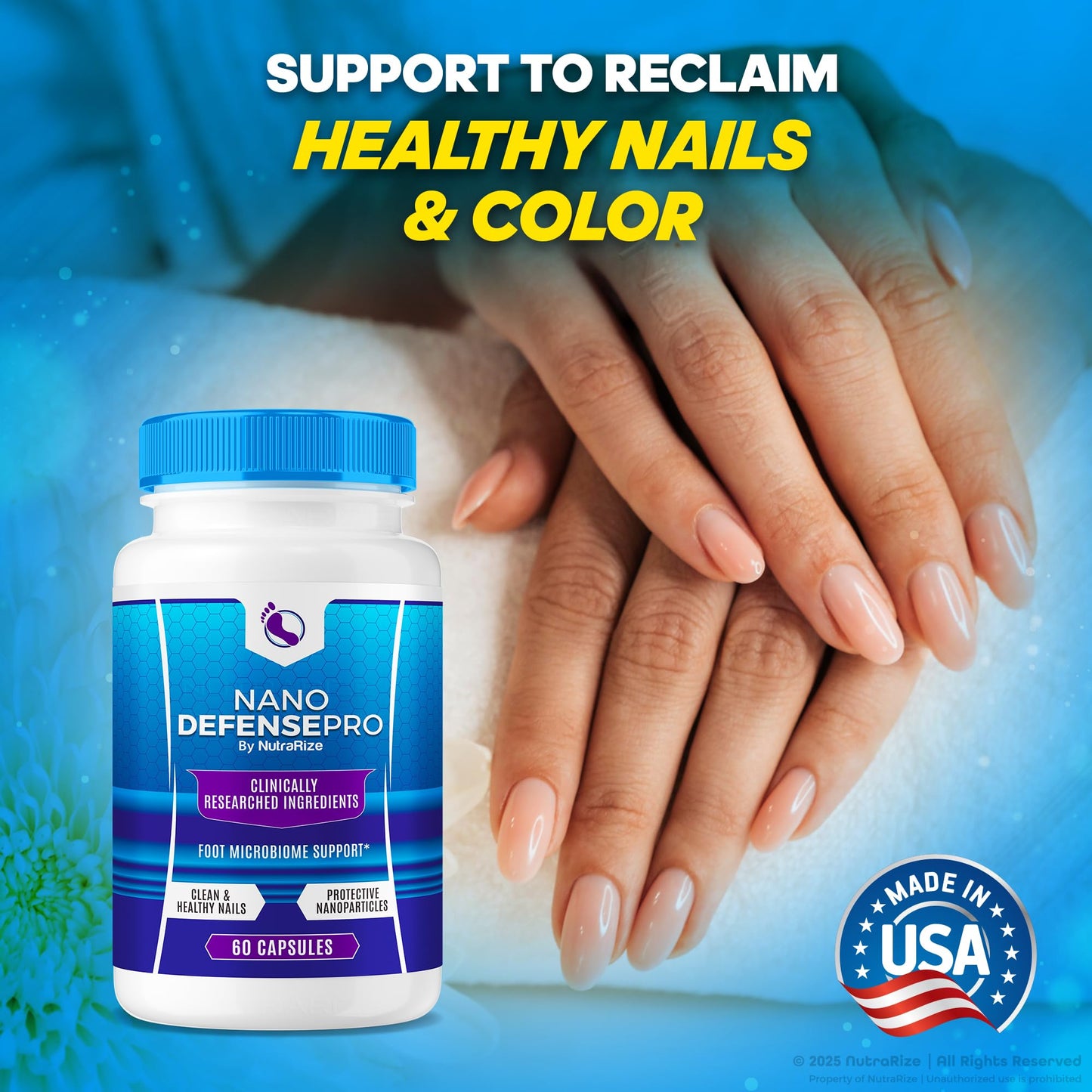 NutraRize Nano Defense Pro Advanced Nail Support Capsules, 180 Capsules