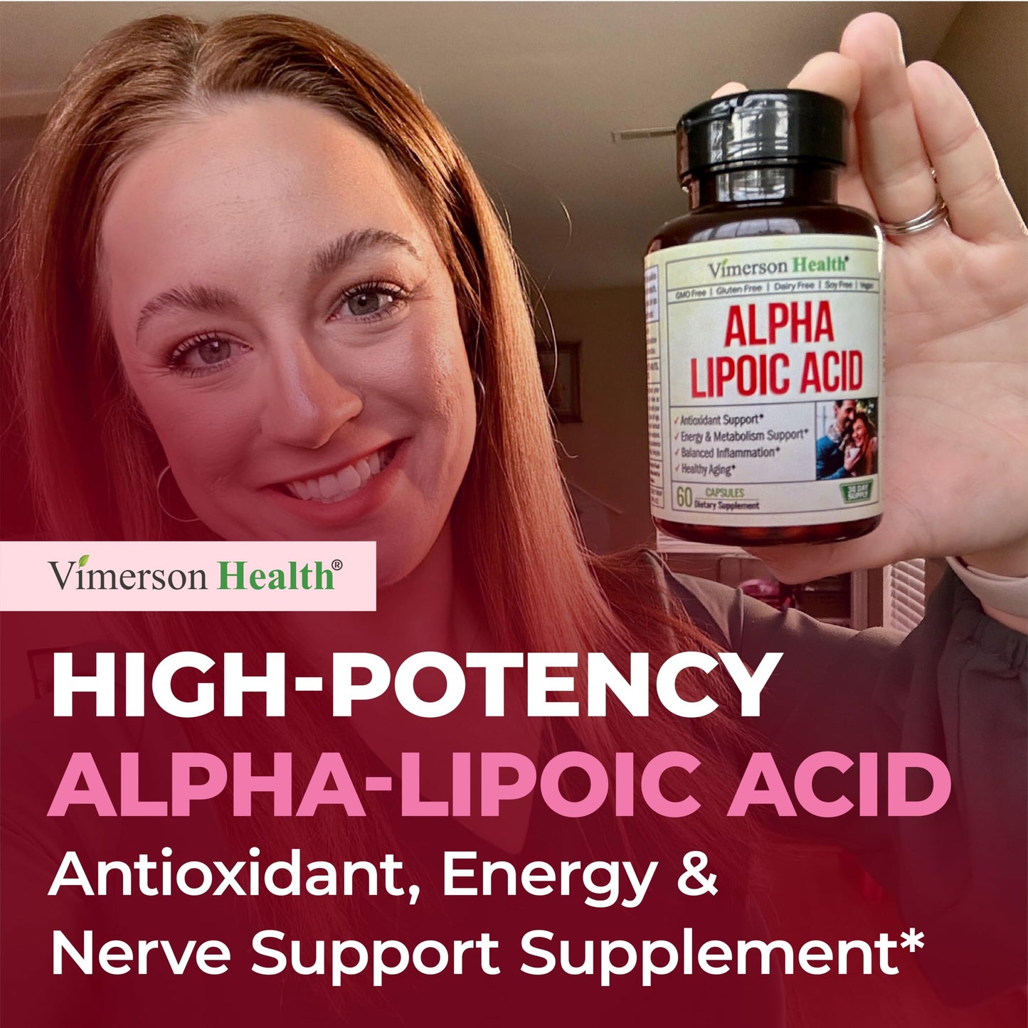 Vimerson Health Alpha Lipoic Acid 650mg ALA Supplement for Nerve and Brain Health, Antioxidant Support and Healthy Aging, 60 Capsules