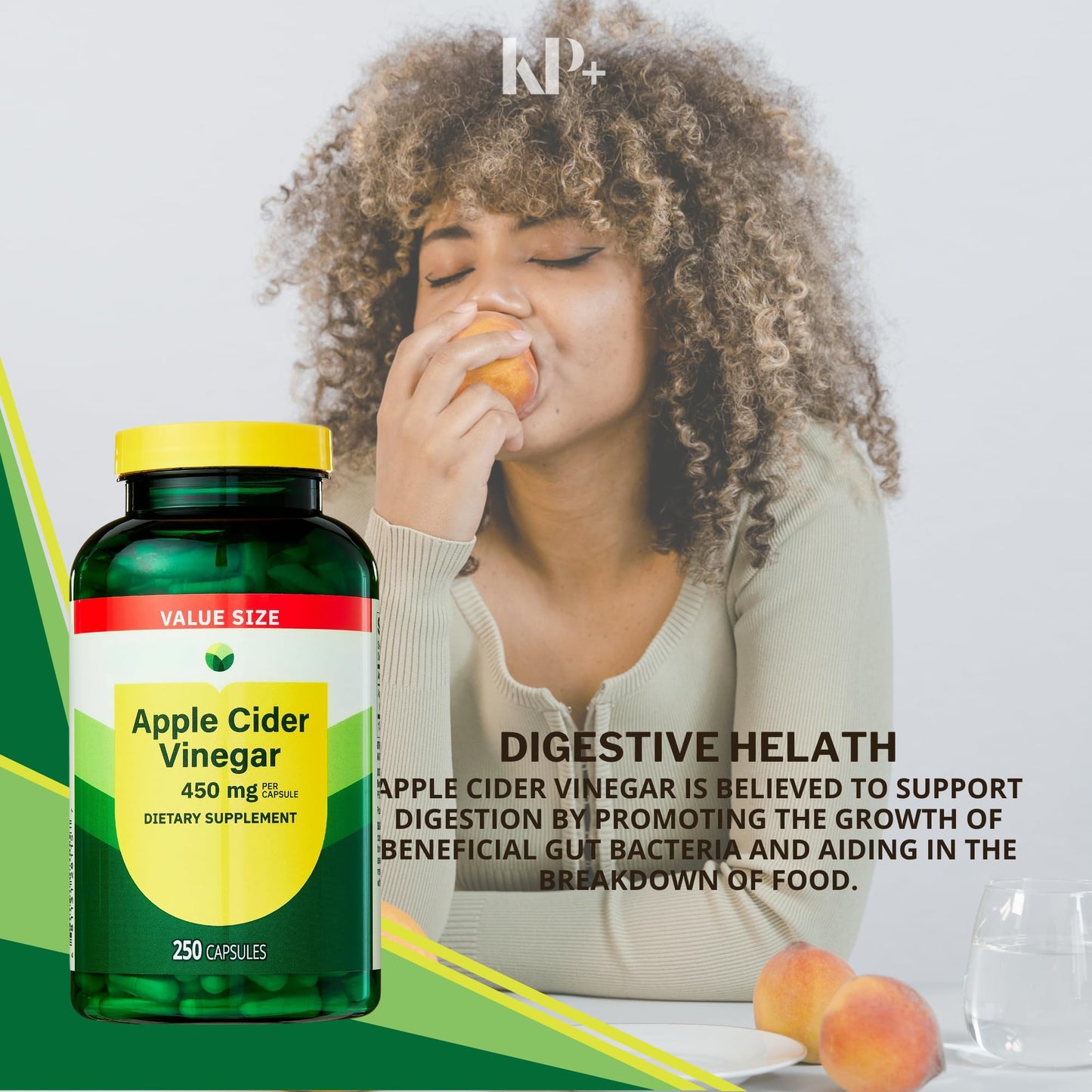 KP+ Apple Cider Vinegar 450 mg Capsules, 500 Count