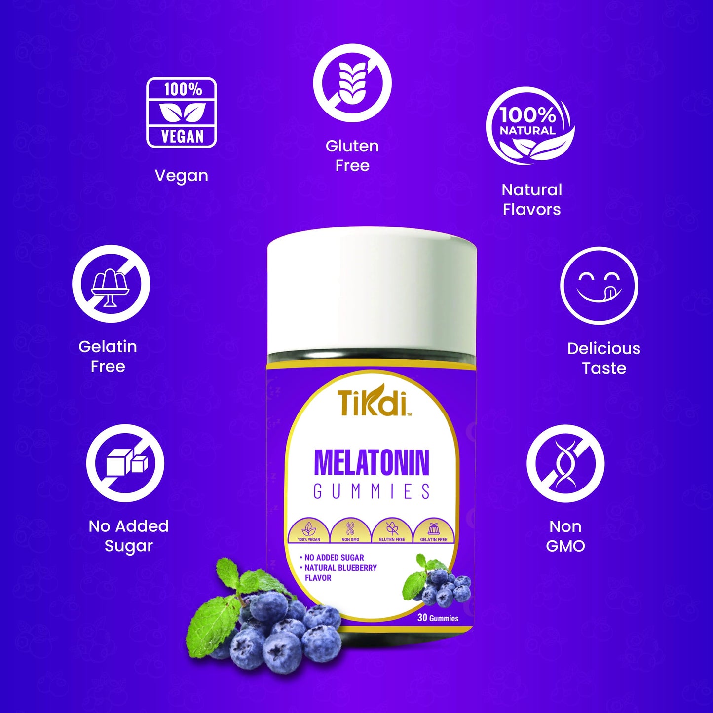 TIKDI Melatonin 5mg Gummy, 30 Count
