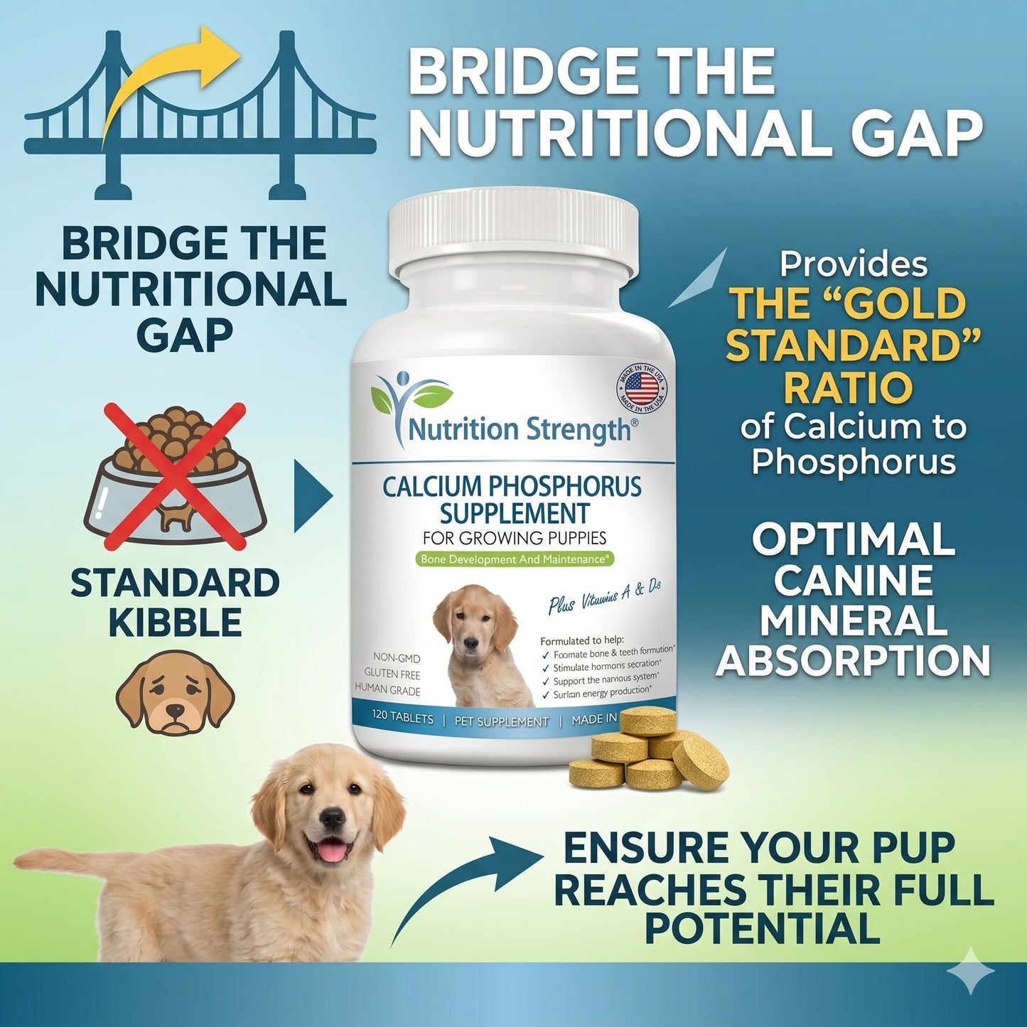 Nutrition Strength Calcium Phosphorus for Dogs 120 Tablets