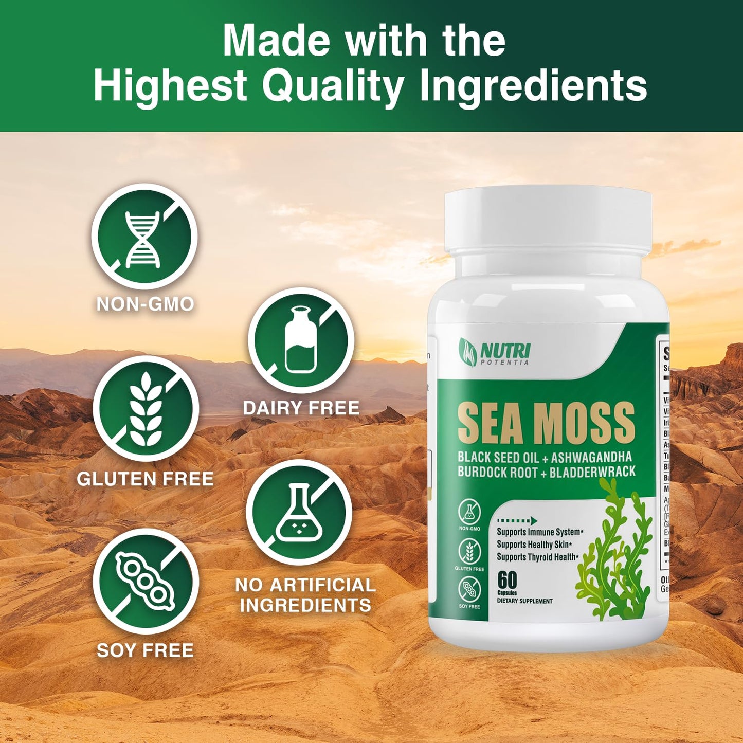 NUTRI POTENTIA Sea Moss Capsules, 60 Count