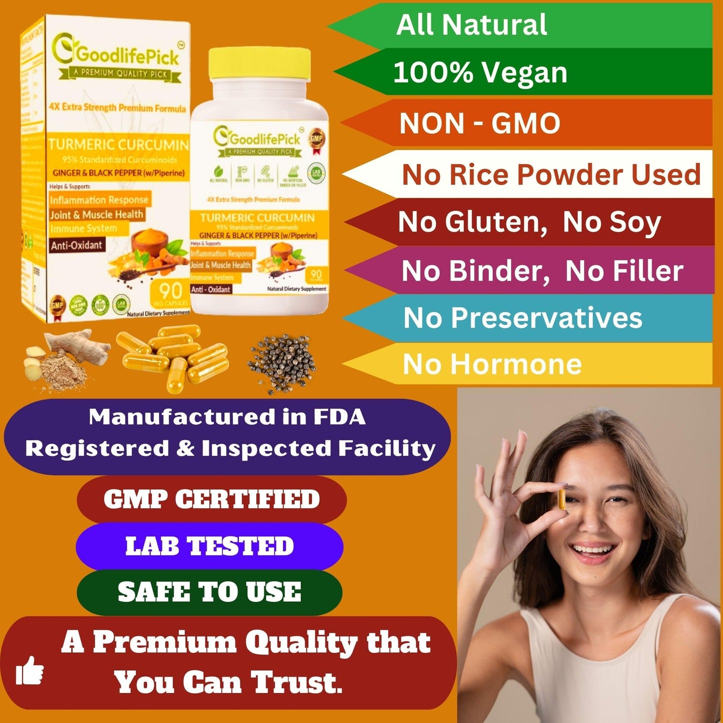 GoodlifePick Elderberry & Turmeric Capsules, 180 Count