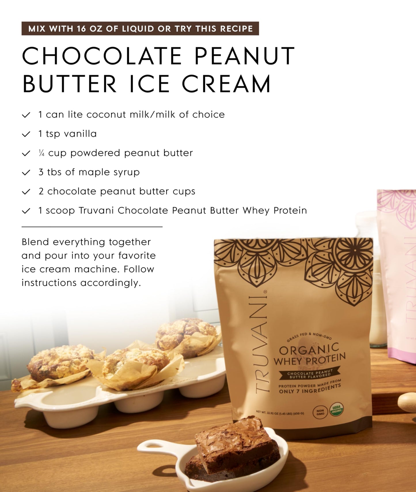 Truvani Organic Whey Protein Powder, Chocolate Peanut Butter, 1.14 Ounce