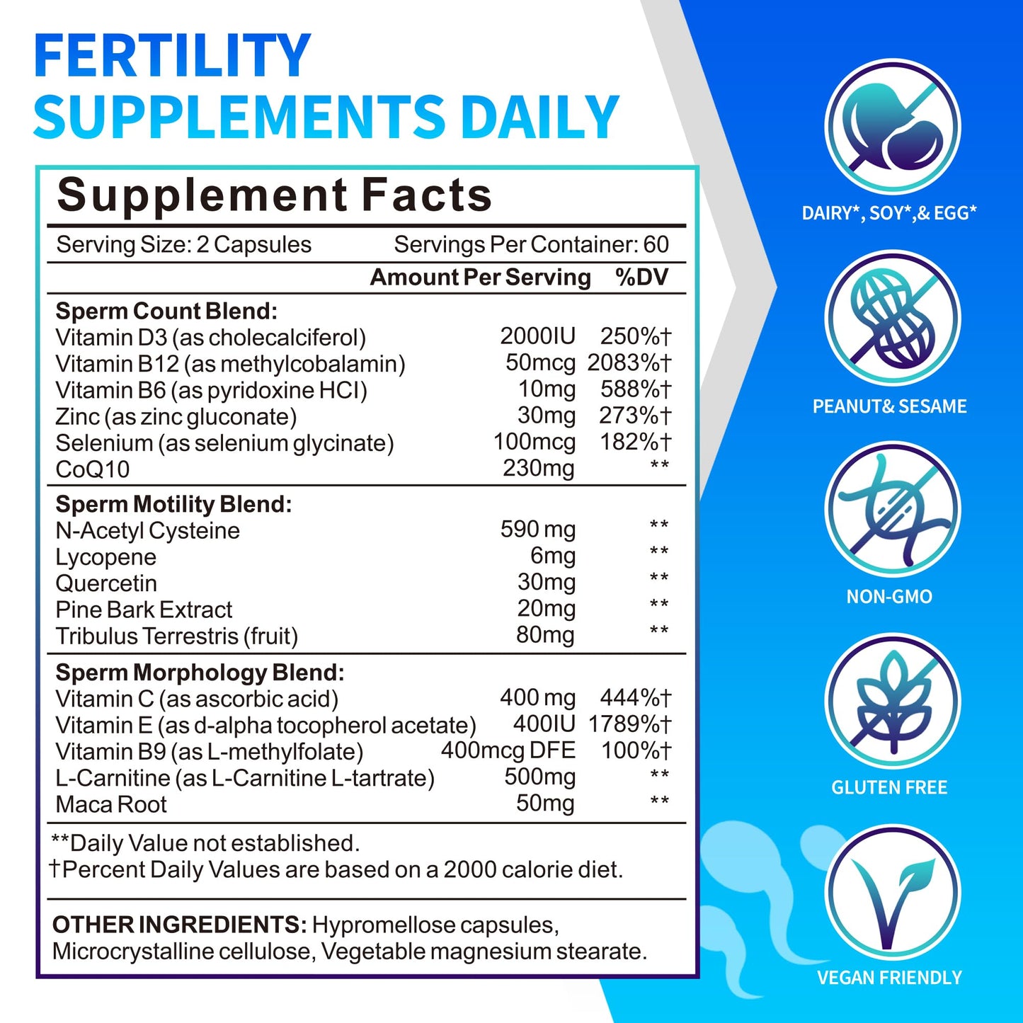 Ulvara Male Fertility Supplements with CoQ10, Maca Root, Zinc, 120 Capsules