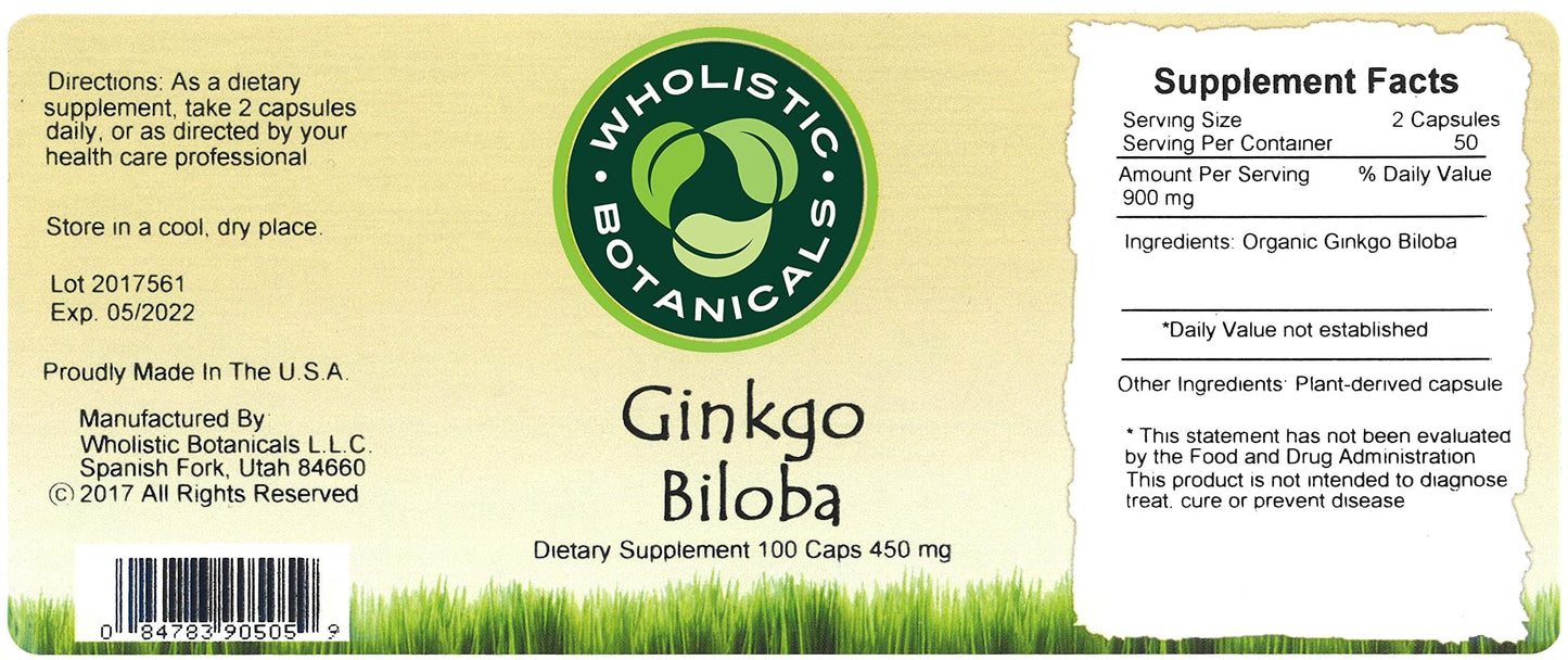 Wholistic Botanicals Ginkgo Biloba Capsule 1 Count