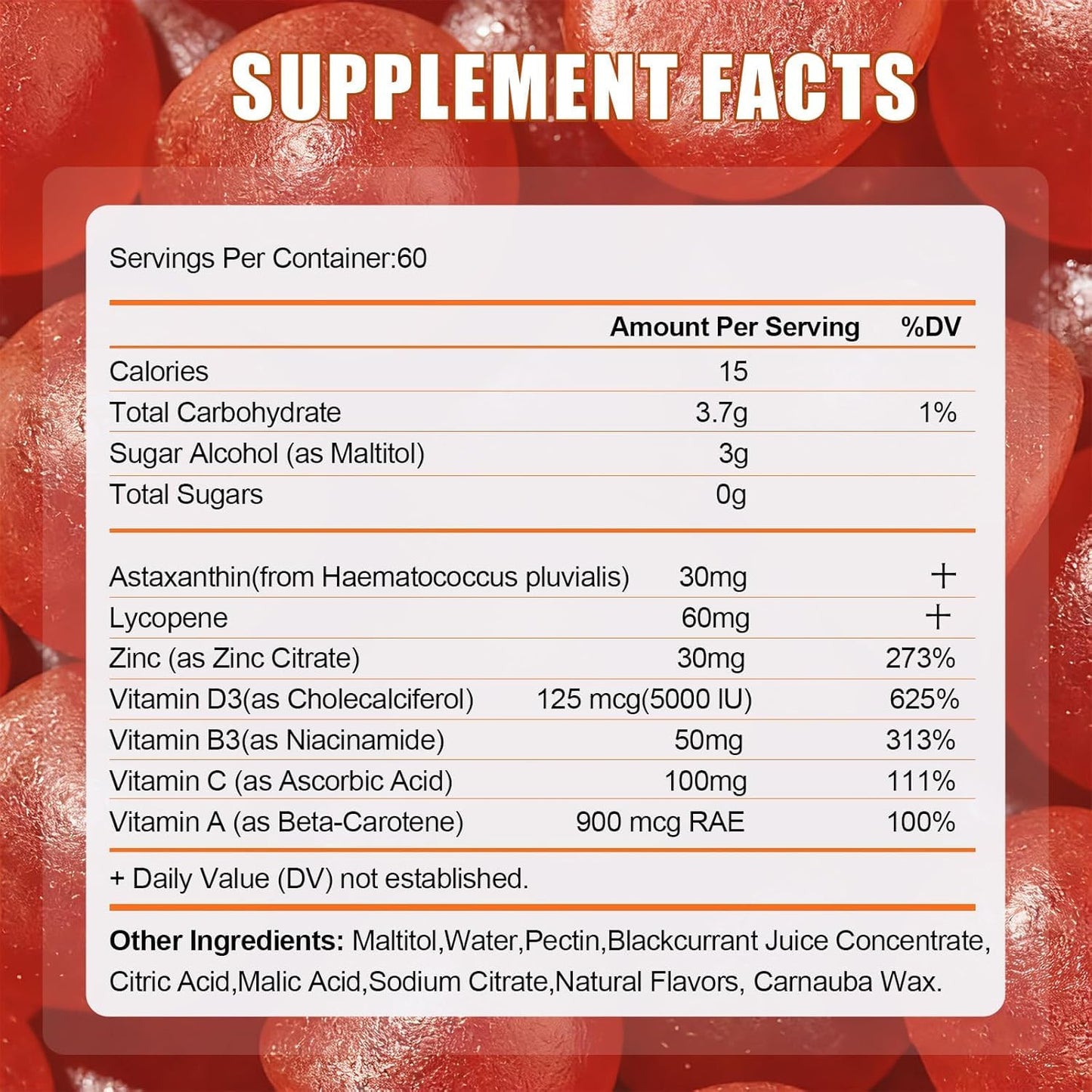 CORTISOL DRINK Tanning Gummies for Women Gummy 60 Count