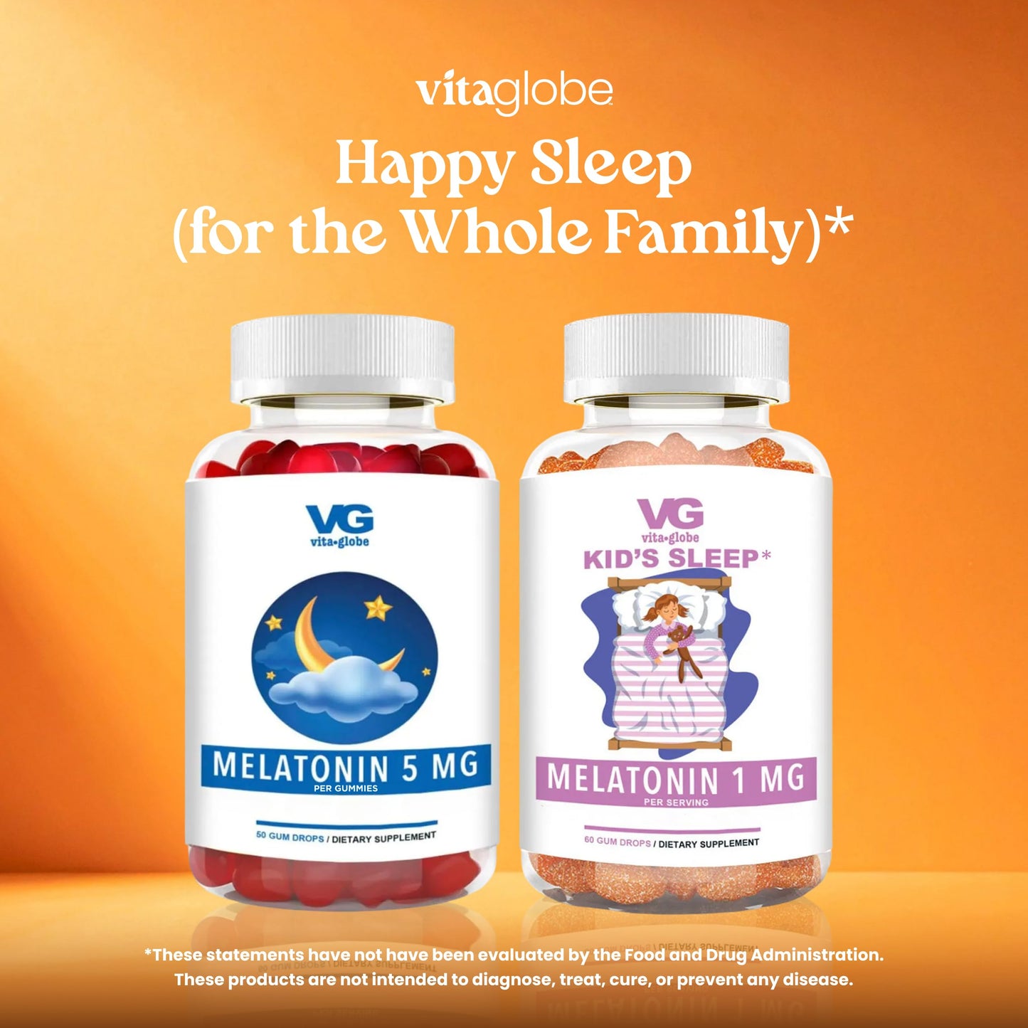 VITA GLOBE Kids Sleep Melatonin Gummies 1mg Gummy 60 Count