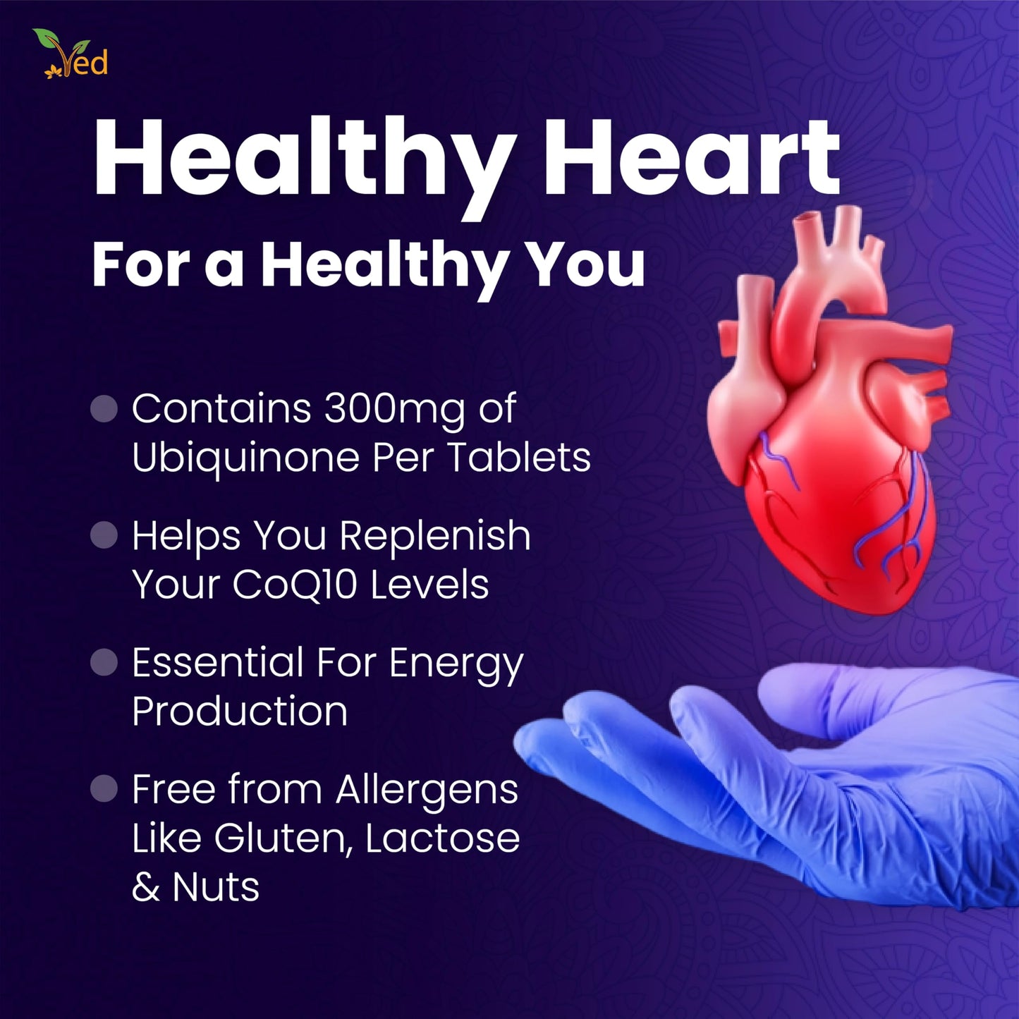 Ved Co Enzyme Q10 300mg Tablets, 90 Count