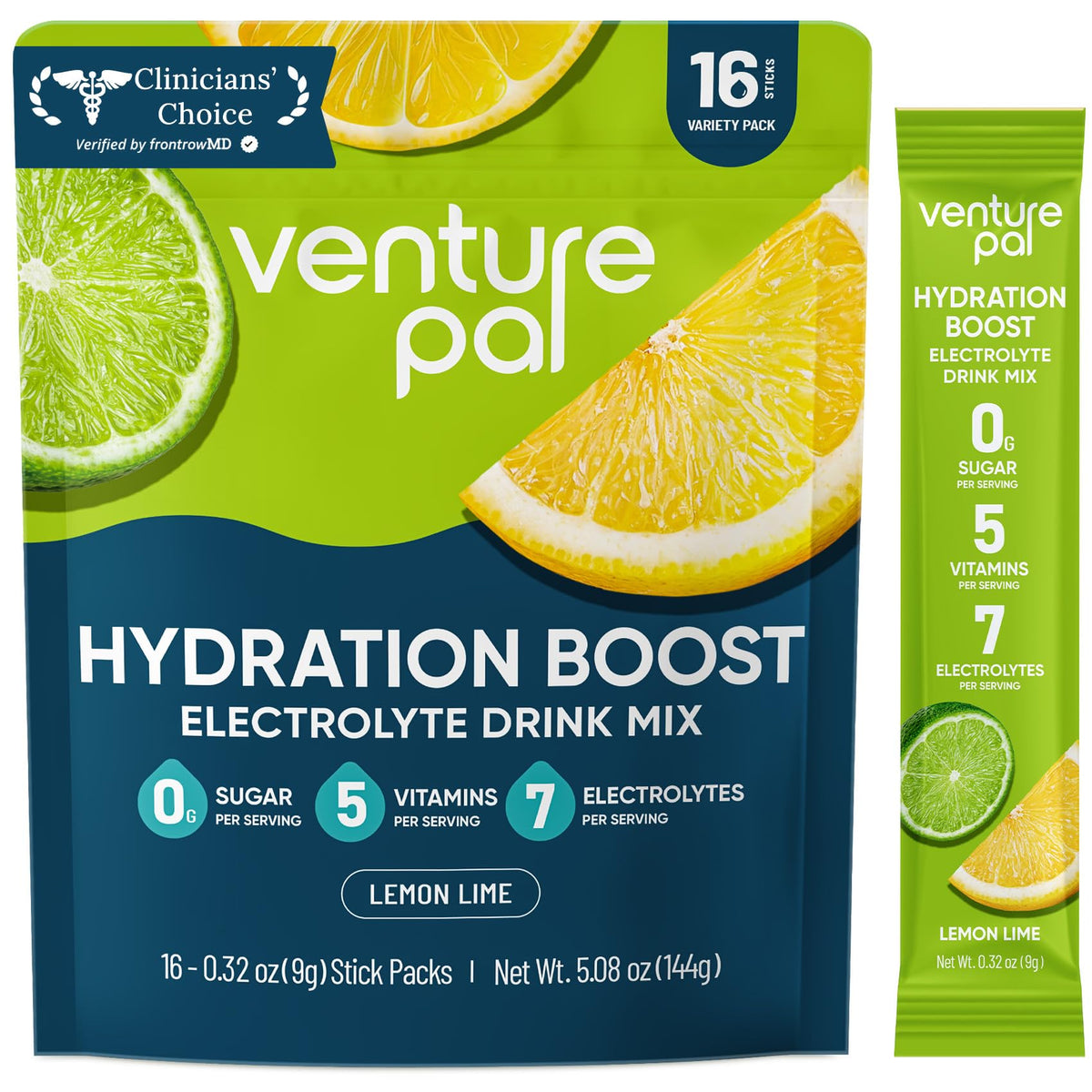 Venture Pal Sugar Free Electrolyte Powder Packets, Keto Friendly, 16 Sticks