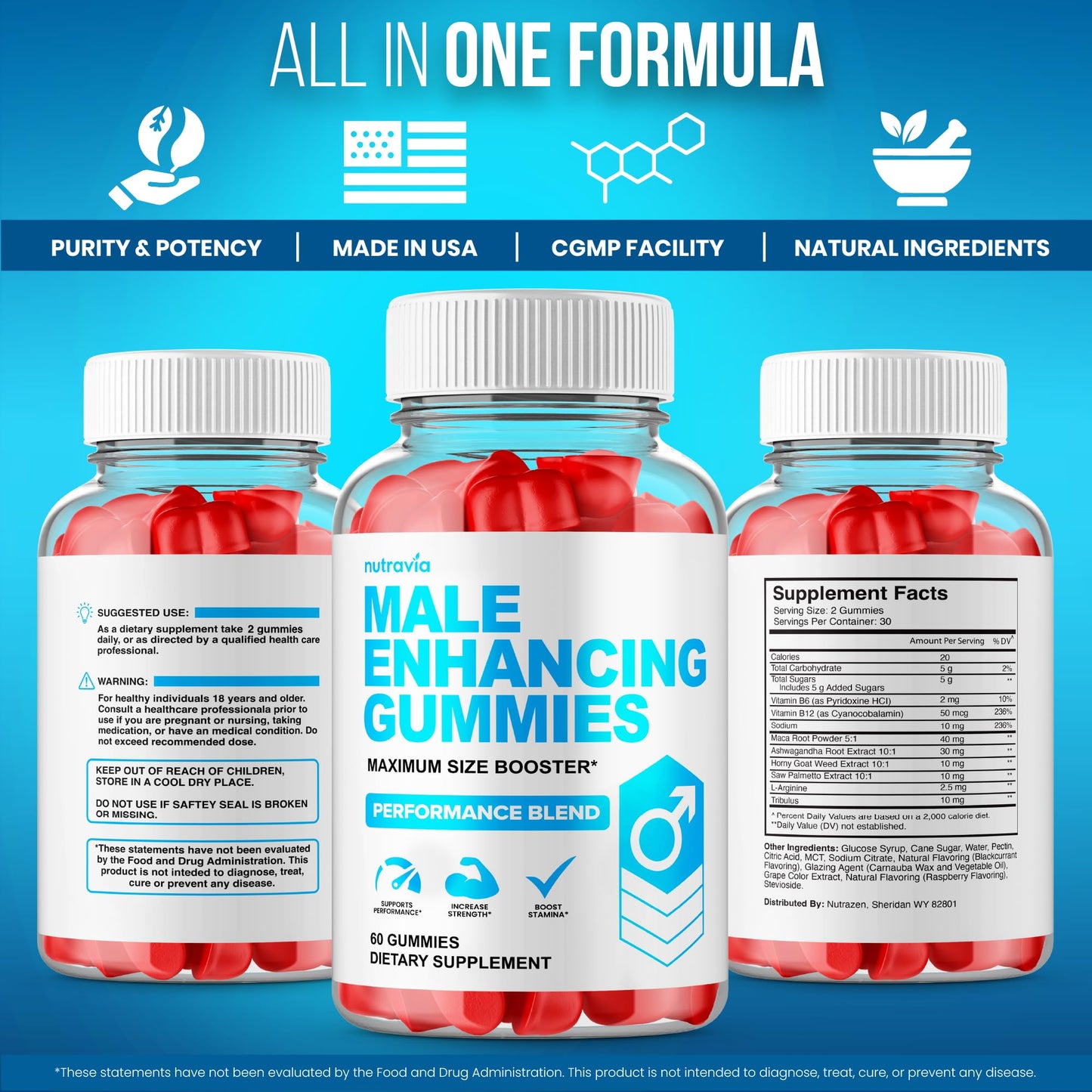 Nutravia Male Enhancing Supplement Gummies Gummy 60 Count
