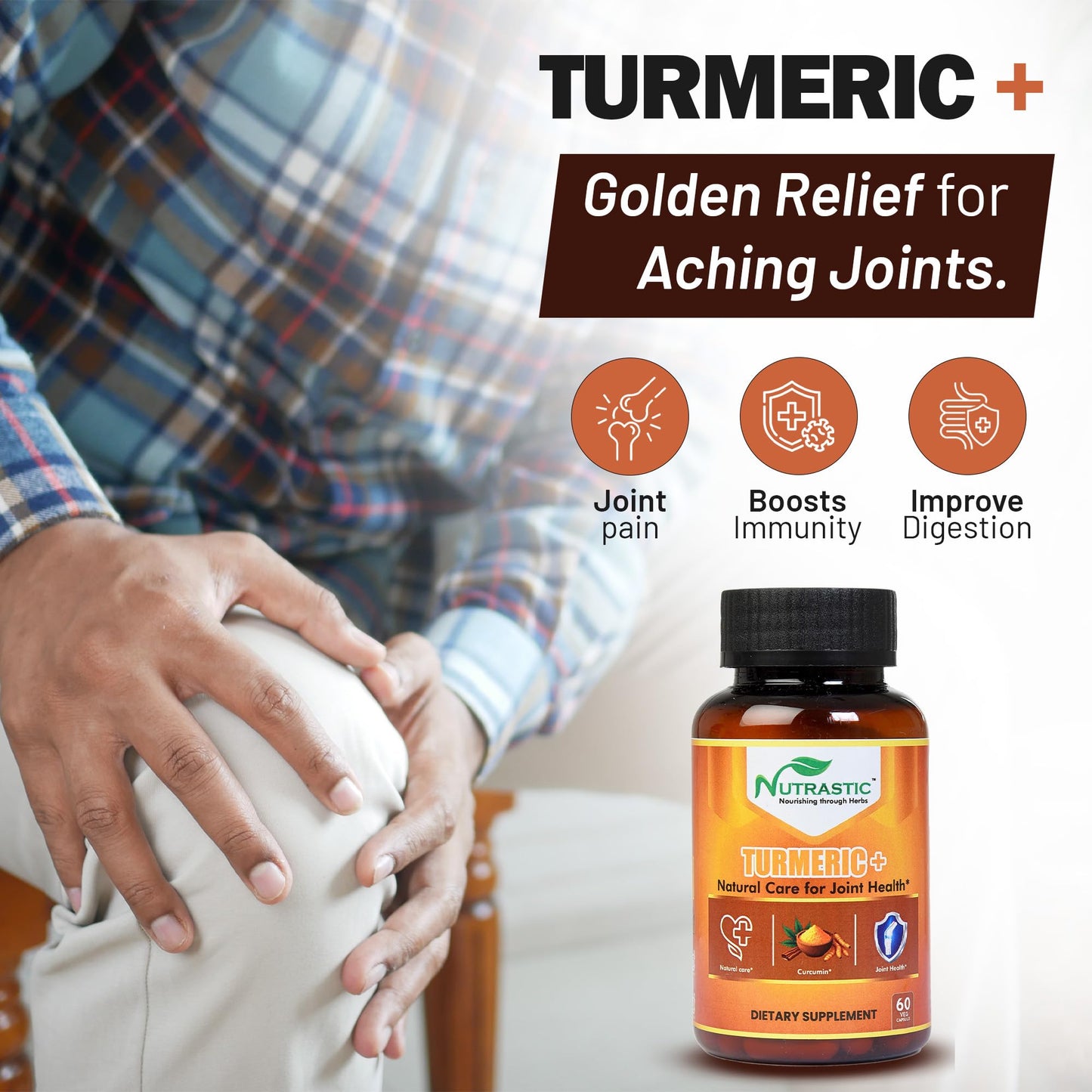 Nutrastic Turmeric Curcumin Supplement 400mg Capsule, 60 Count