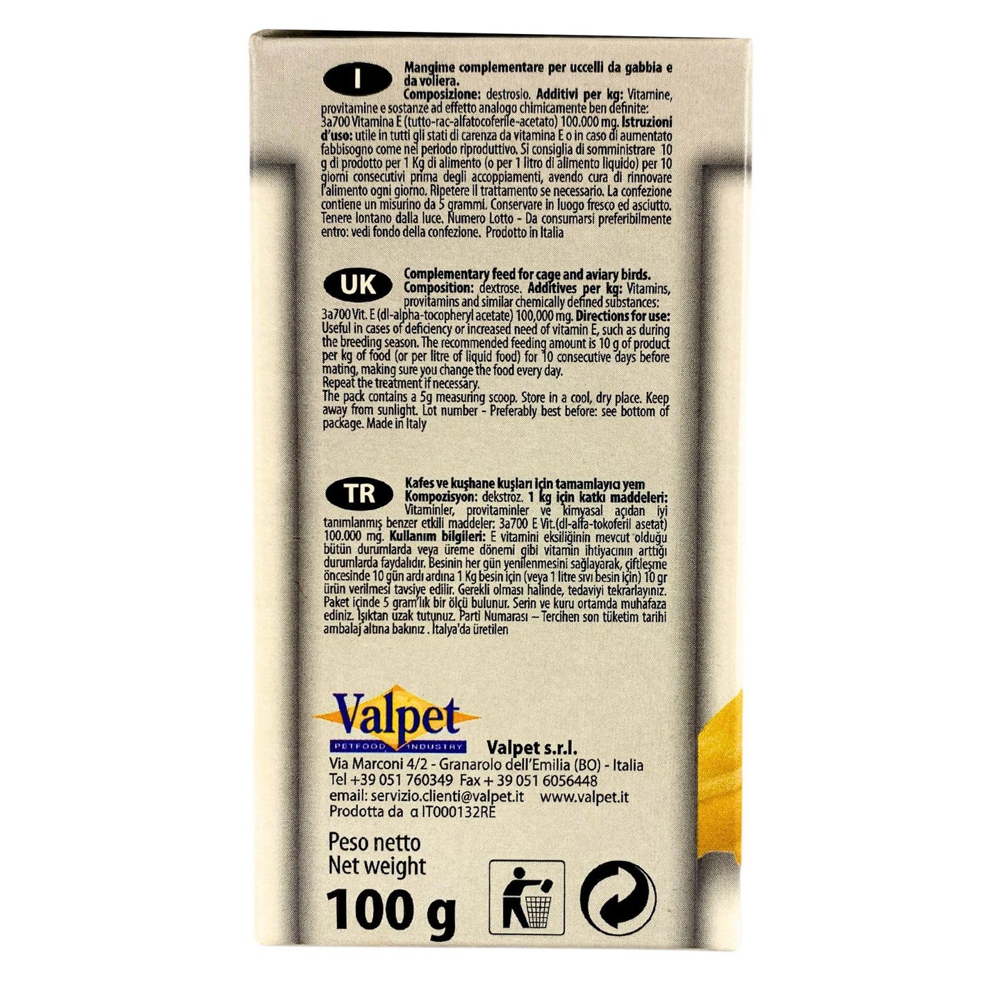 GLOBAL LUXURY MANAGEMENT Raff Vitamin E Powder for Birds, 3.52 oz